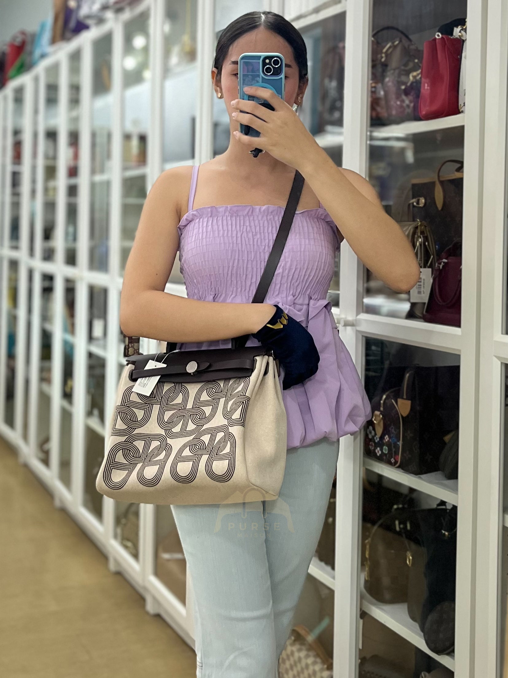 Herbag Zip 31 Chaine d'Ancre Canvas Ebene in Palladium Hardware Stamp U (2022) | Purse Maison Luxury Bags Shop