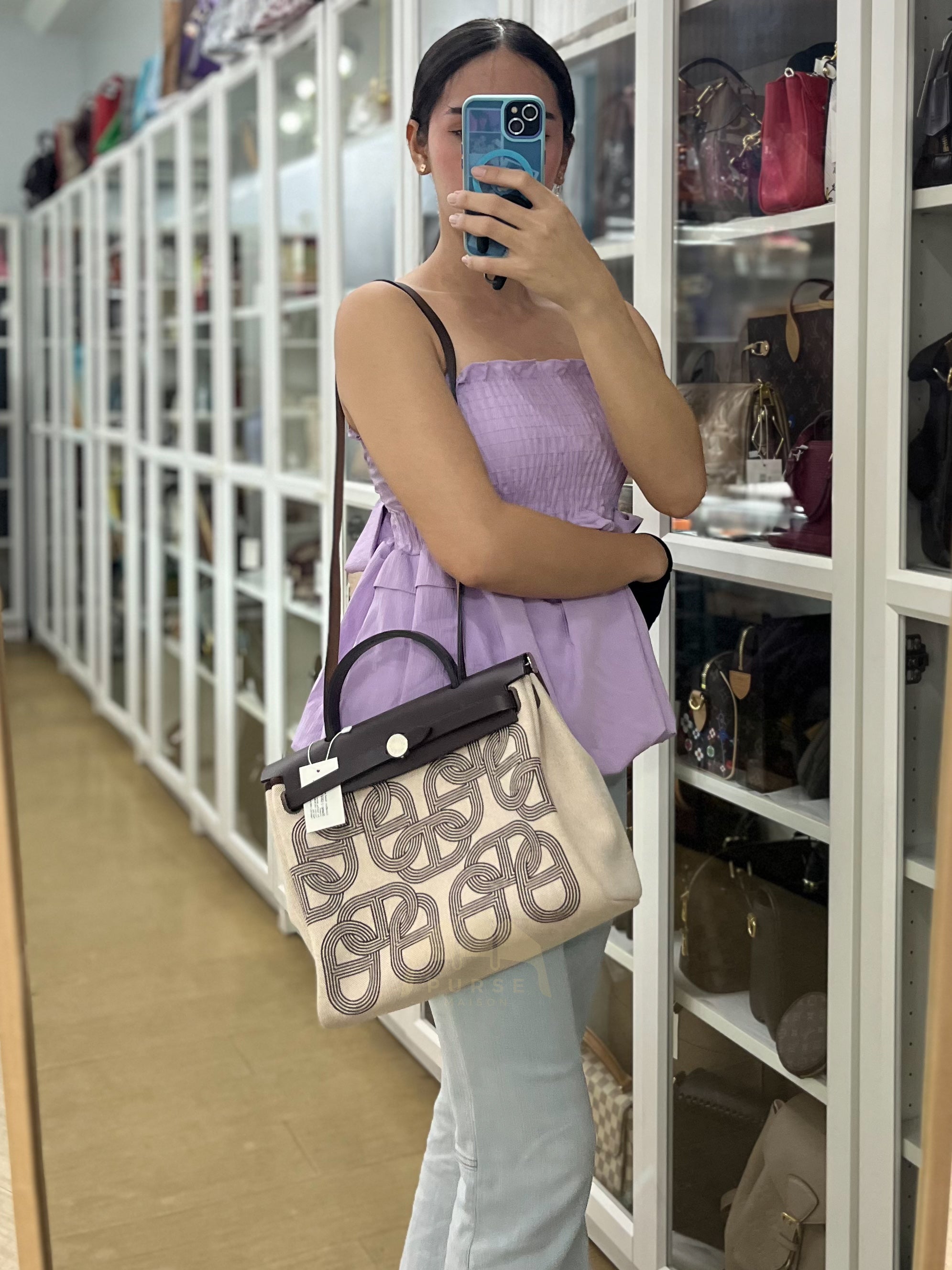 Herbag Zip 31 Chaine d'Ancre Canvas Ebene in Palladium Hardware Stamp U (2022) | Purse Maison Luxury Bags Shop