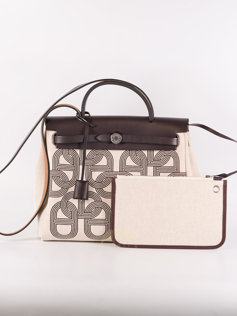 Herbag Zip 31 Chaine d'Ancre Canvas Ebene in Palladium Hardware Stamp U (2022) | Purse Maison Luxury Bags Shop