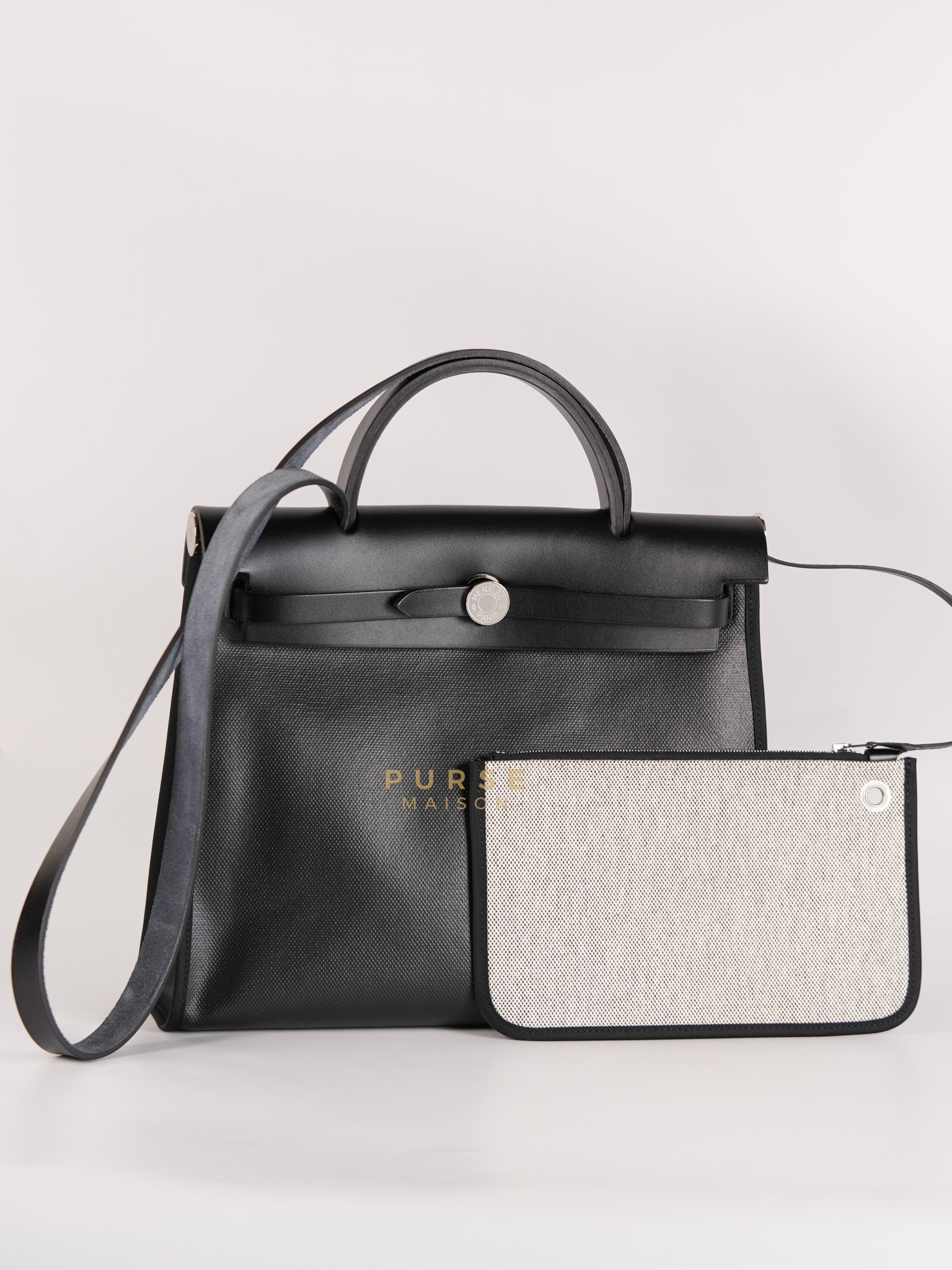 Herbag Zip 31 in Black Berline Leather Palladium Hardware Stamp W (2024) | Purse Maison Luxury Bags Shop