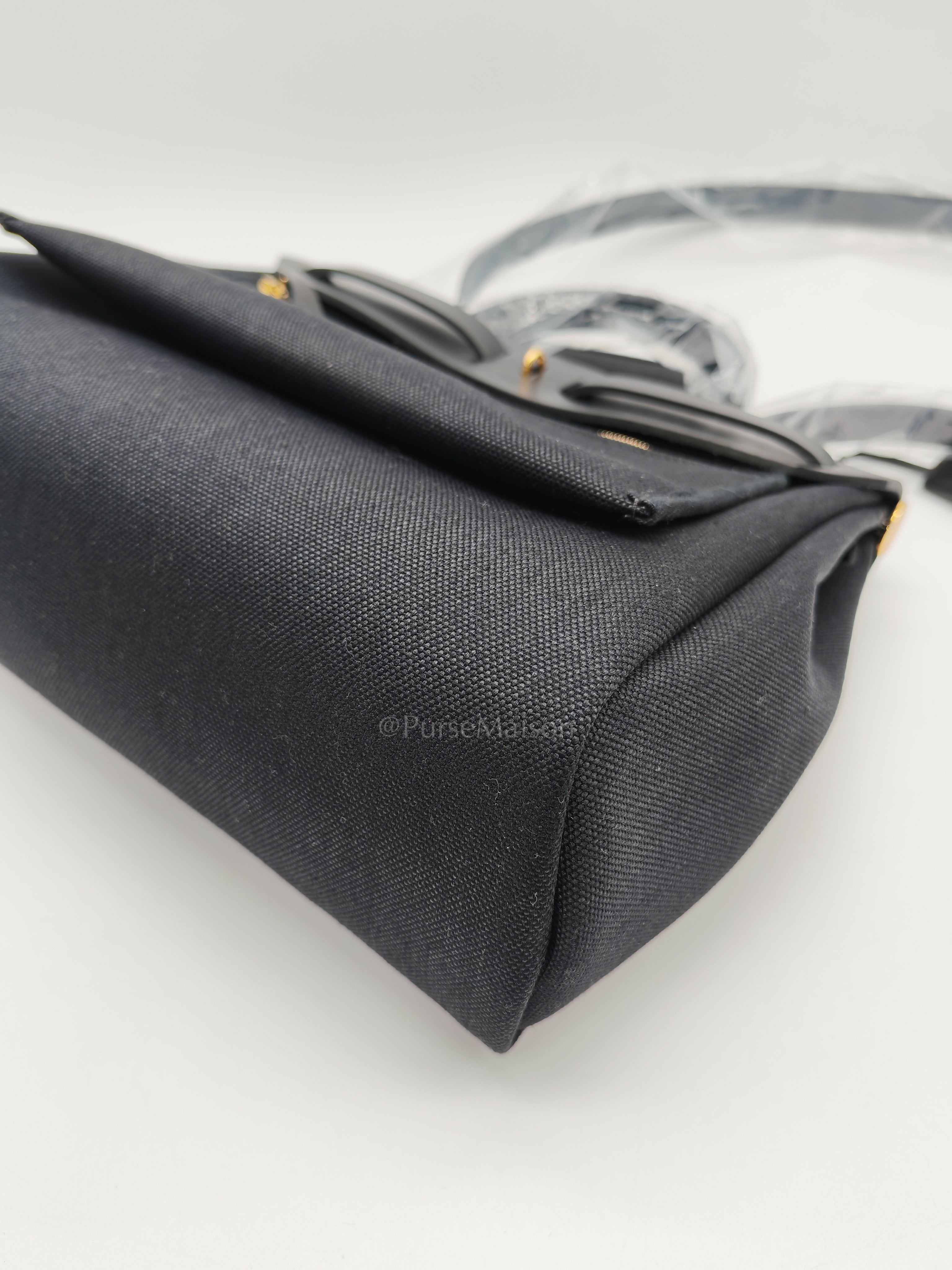 Herbag Zip 31 in Black Military Toile Vache Hunter and Gold Hardware Stamp K(2025) | Purse Maison Luxury Bags Shop