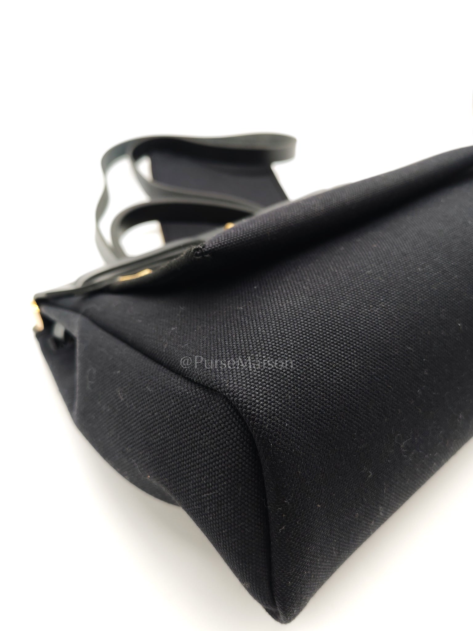 Herbag Zip 31 in Black Military Toile Vache Hunter and Gold Hardware Stamp U (2022) | Purse Maison Luxury Bags Shop
