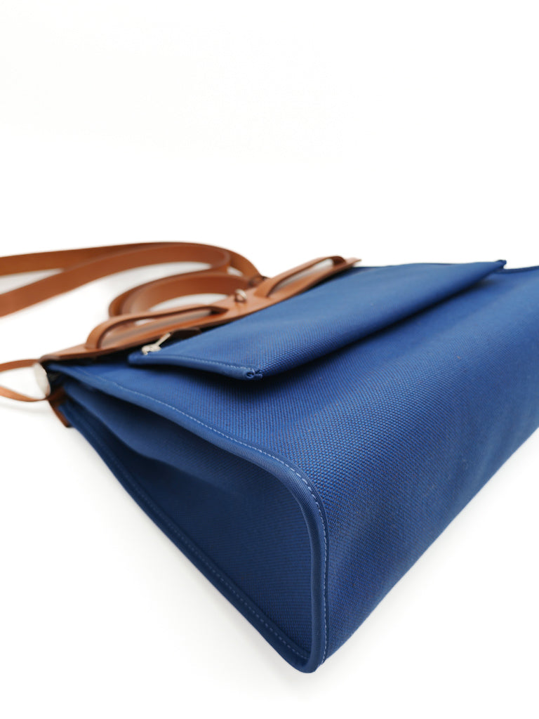 Herbag Zip 31 in Blue Canvas Palladium Hardware Stamp C(2018) | Purse Maison Luxury Bags Shop