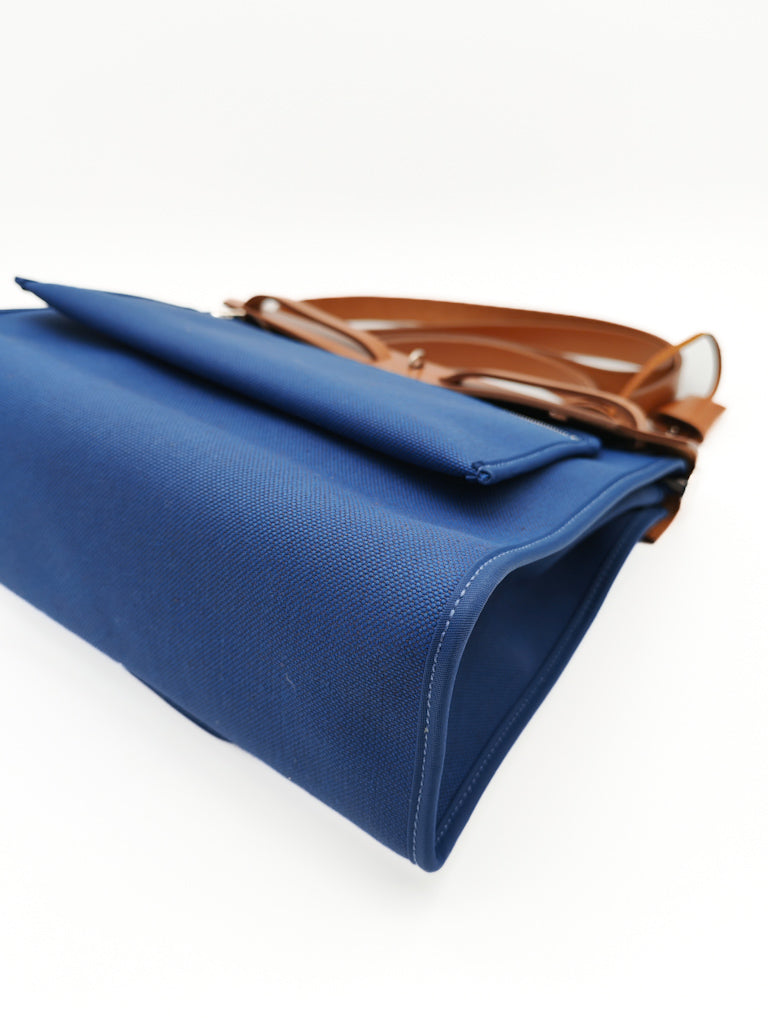 Herbag Zip 31 in Blue Canvas Palladium Hardware Stamp C(2018) | Purse Maison Luxury Bags Shop