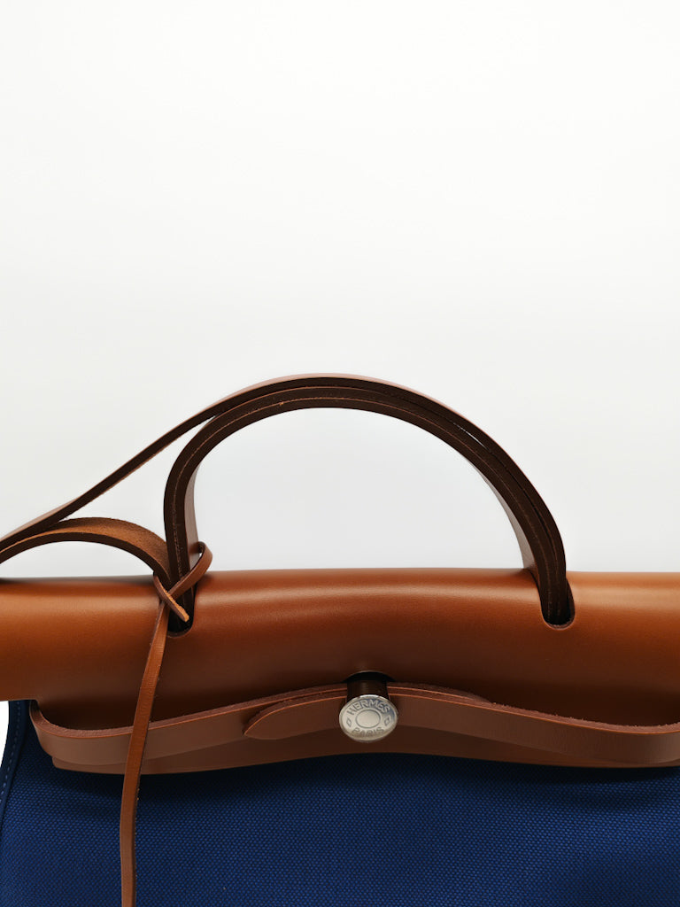 Herbag Zip 31 in Blue Canvas Palladium Hardware Stamp C(2018) | Purse Maison Luxury Bags Shop