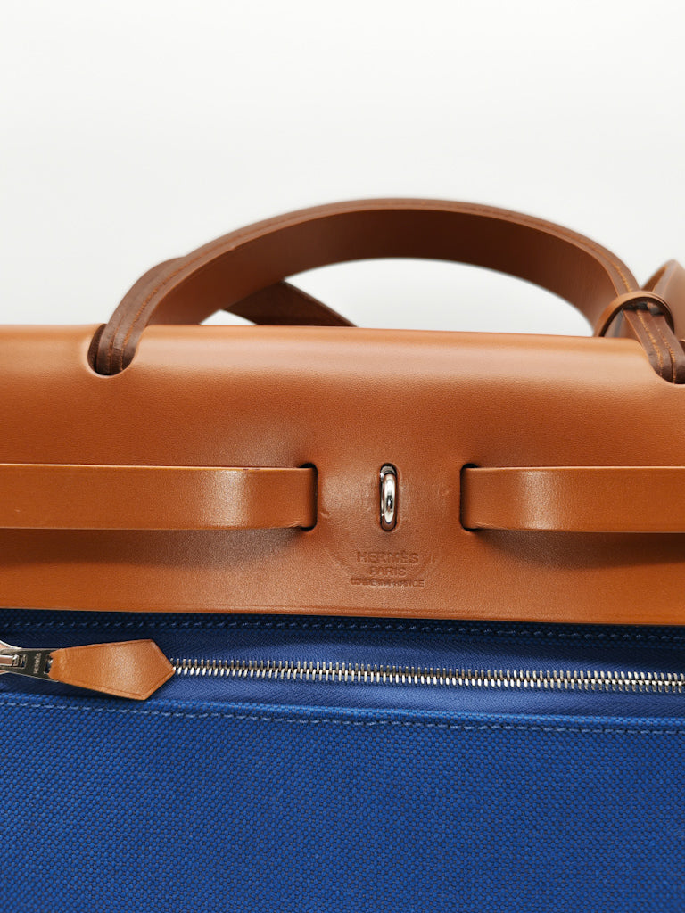 Herbag Zip 31 in Blue Canvas Palladium Hardware Stamp C(2018) | Purse Maison Luxury Bags Shop