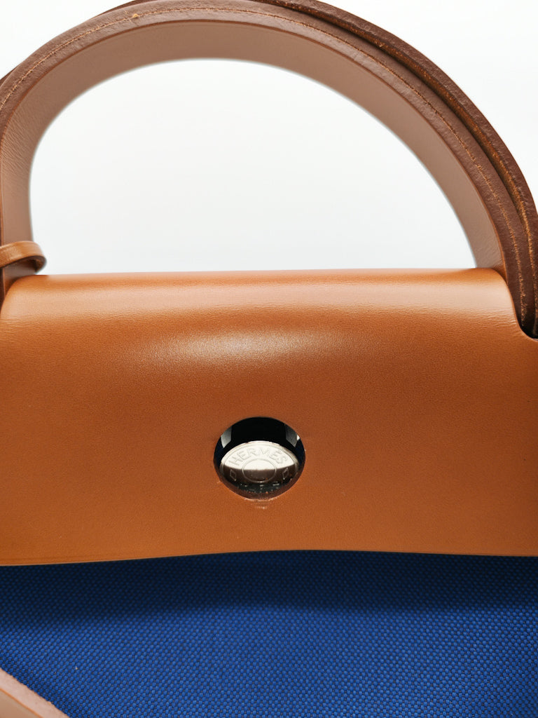 Herbag Zip 31 in Blue Canvas Palladium Hardware Stamp C(2018) | Purse Maison Luxury Bags Shop