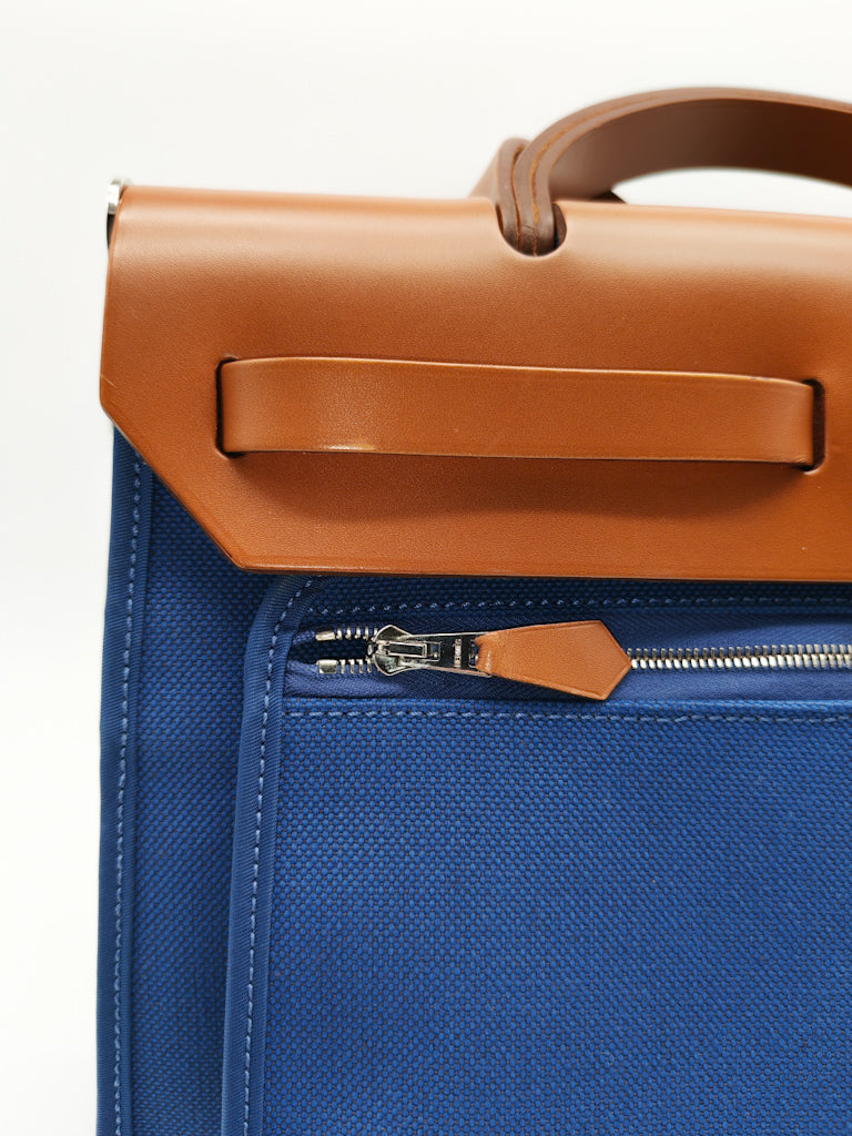 Herbag Zip 31 in Blue Canvas Palladium Hardware Stamp C(2018) | Purse Maison Luxury Bags Shop