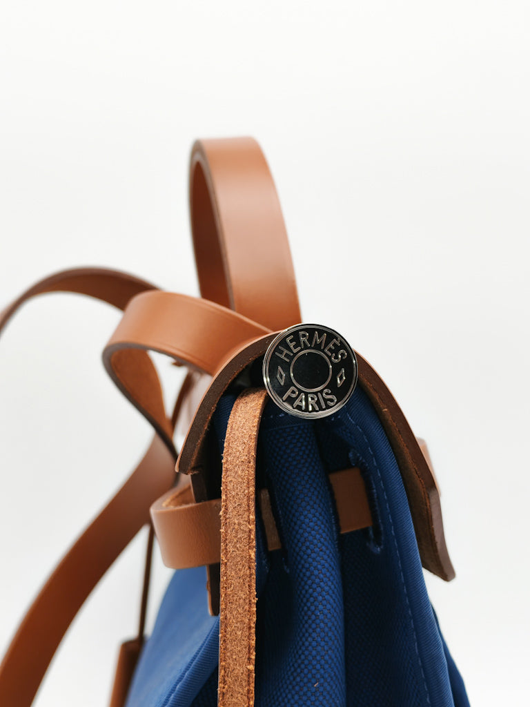 Herbag Zip 31 in Blue Canvas Palladium Hardware Stamp C(2018) | Purse Maison Luxury Bags Shop