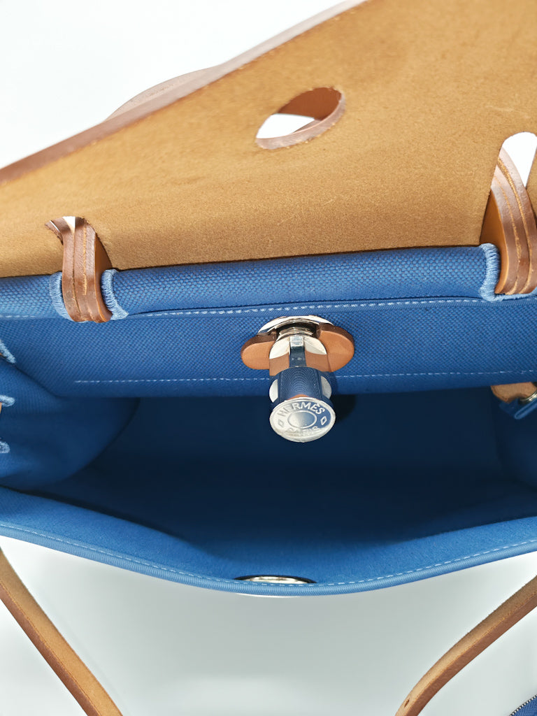 Herbag Zip 31 in Blue Canvas Palladium Hardware Stamp C(2018) | Purse Maison Luxury Bags Shop