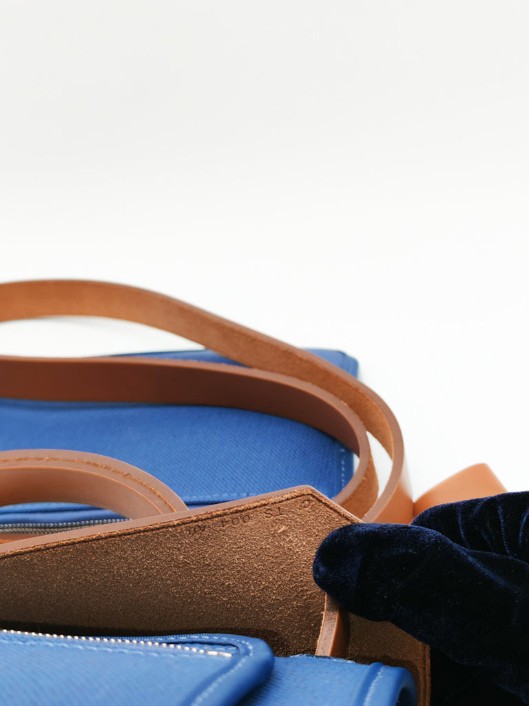 Herbag Zip 31 in Blue Canvas Palladium Hardware Stamp C(2018) | Purse Maison Luxury Bags Shop