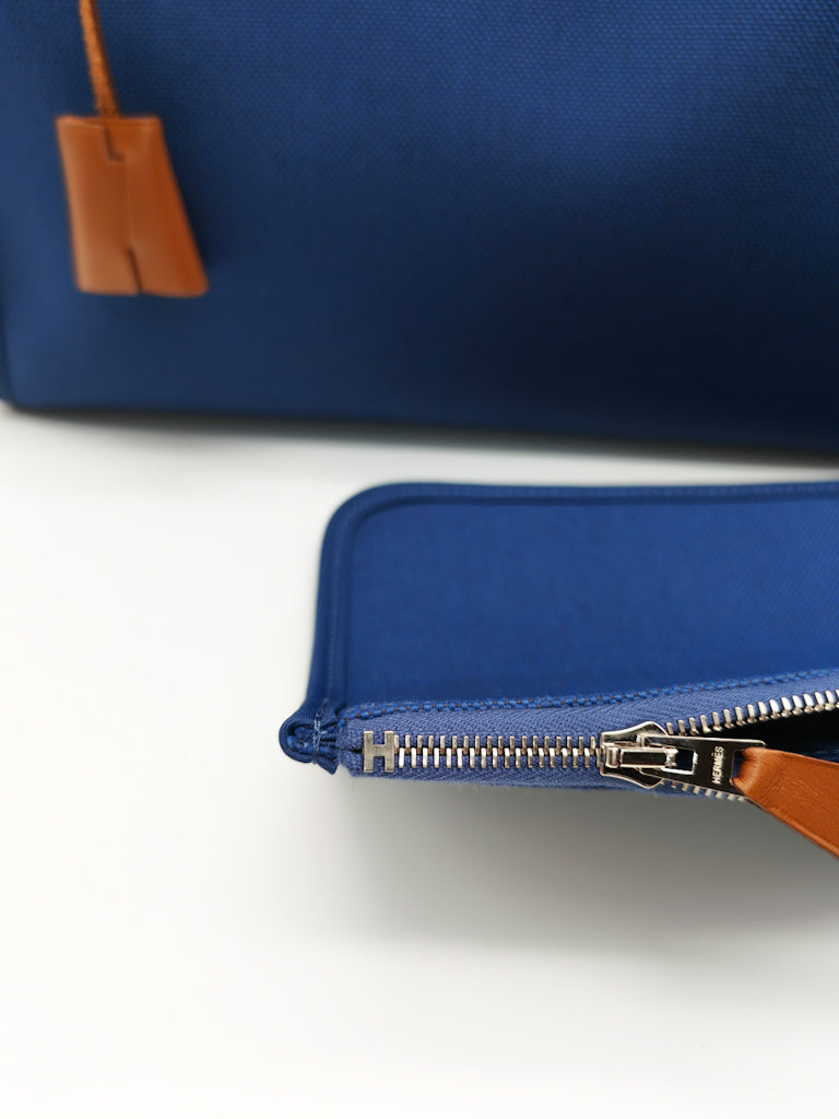 Herbag Zip 31 in Blue Canvas Palladium Hardware Stamp C(2018) | Purse Maison Luxury Bags Shop