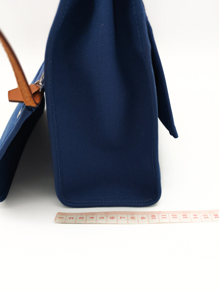 Herbag Zip 31 in Blue Canvas Palladium Hardware Stamp C(2018) | Purse Maison Luxury Bags Shop