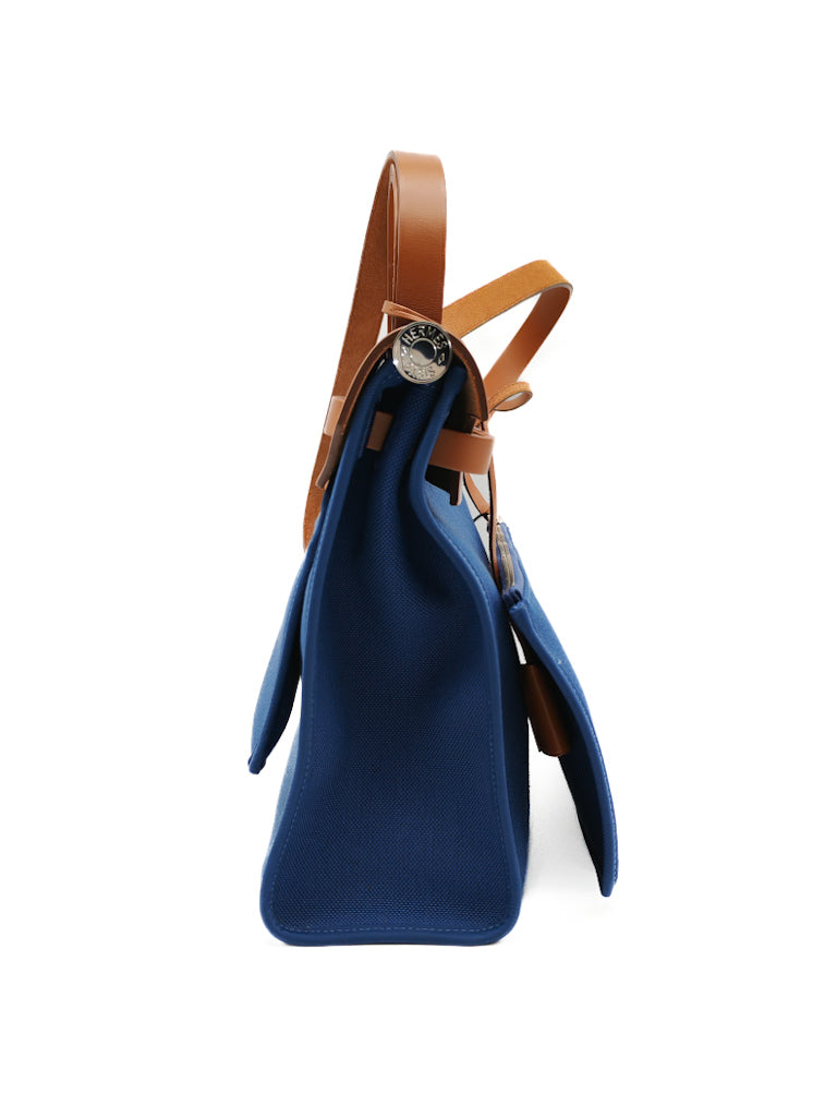 Herbag Zip 31 in Blue Canvas Palladium Hardware Stamp C(2018) | Purse Maison Luxury Bags Shop