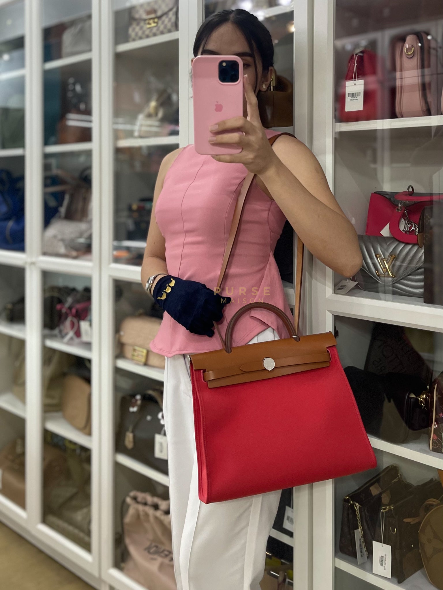 Herbag Zip 31 in Bougainvillea Palladium Hardware Stamp Y (2020) | Purse Maison Luxury Bags Shop