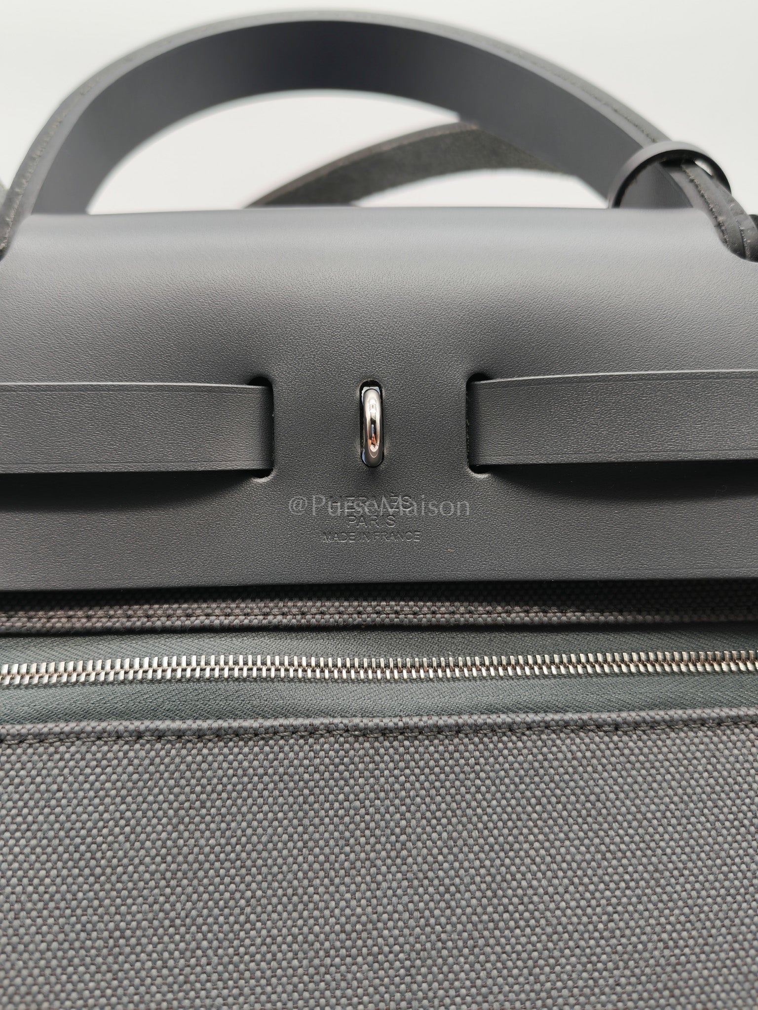 Herbag Zip 31 in Grey Canvas Palladium Hardware Stamp K(2025) | Purse Maison Luxury Bags Shop