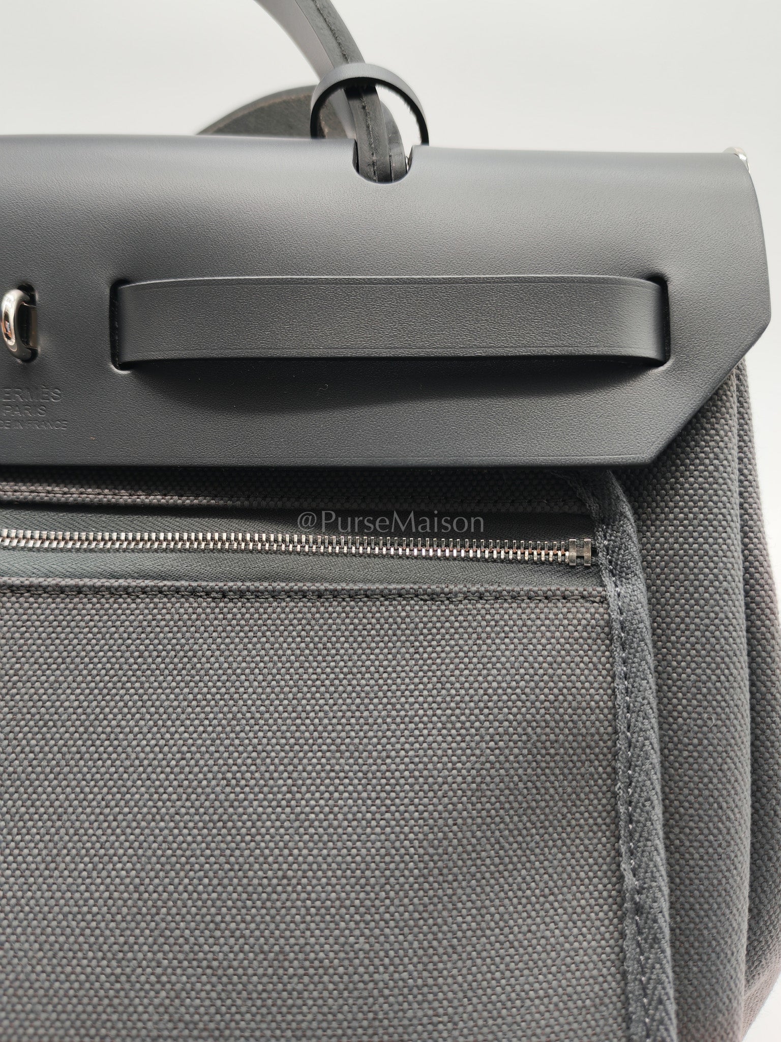 Herbag Zip 31 in Grey Canvas Palladium Hardware Stamp K(2025) | Purse Maison Luxury Bags Shop
