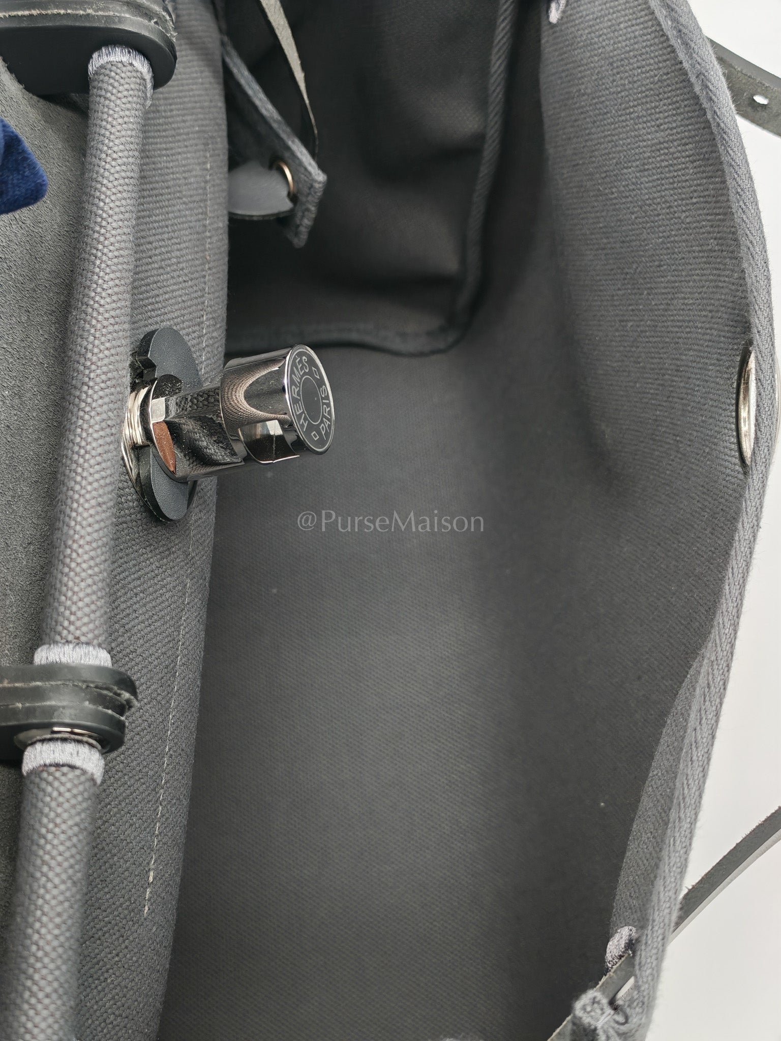 Herbag Zip 31 in Grey Canvas Palladium Hardware Stamp K(2025) | Purse Maison Luxury Bags Shop