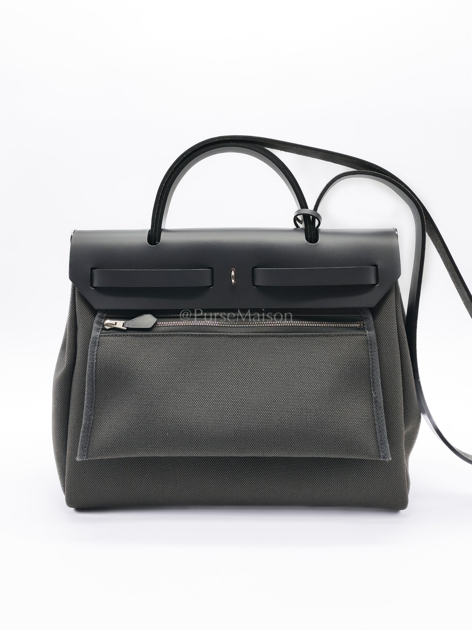Herbag Zip 31 in Grey Canvas Palladium Hardware Stamp K(2025) | Purse Maison Luxury Bags Shop