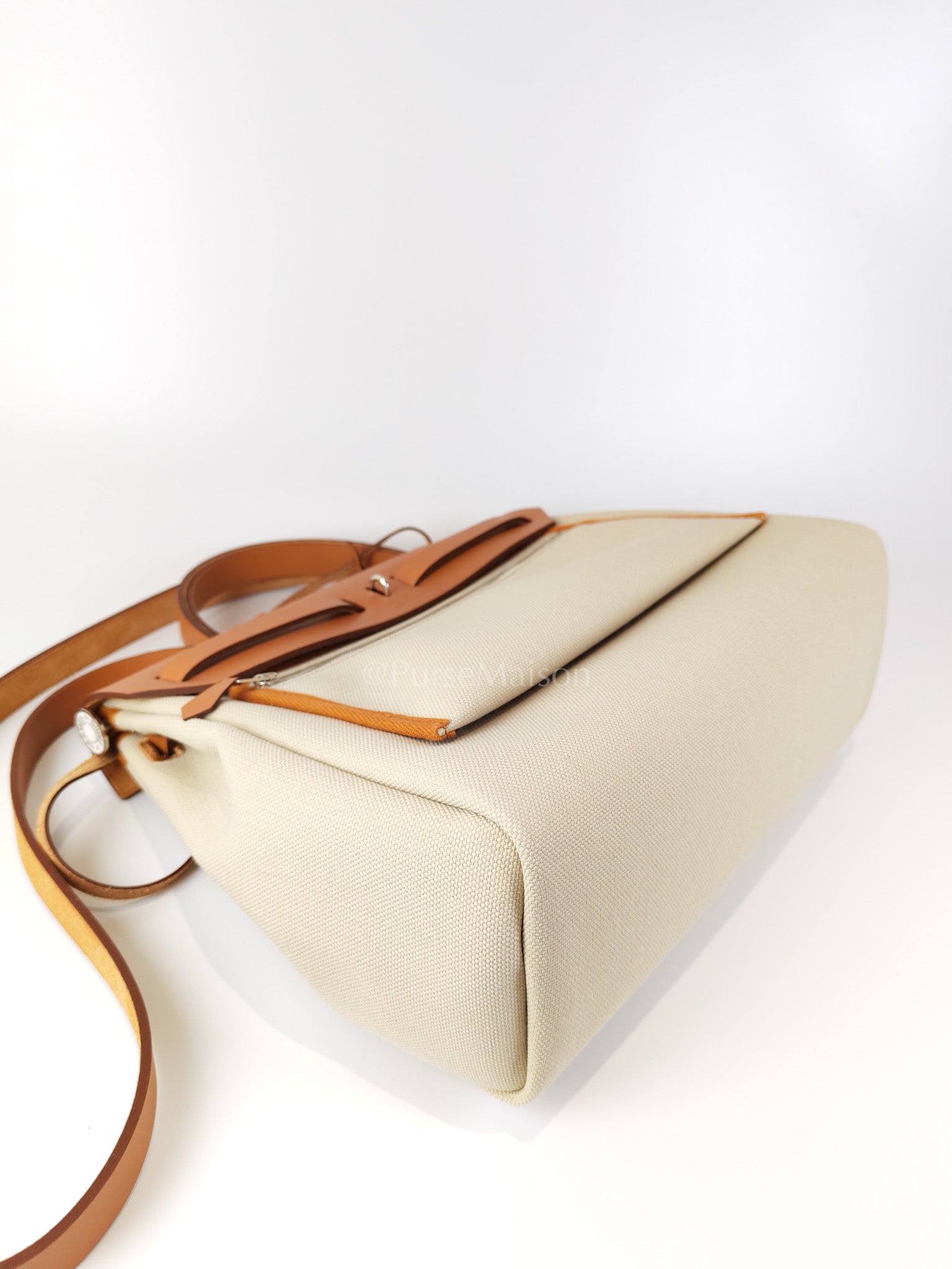 Herbag Zip 31 in Natural Vache and Beton Toile Canvas Palladium Hardware Stamp W(2024) | Purse Maison Luxury Bags Shop