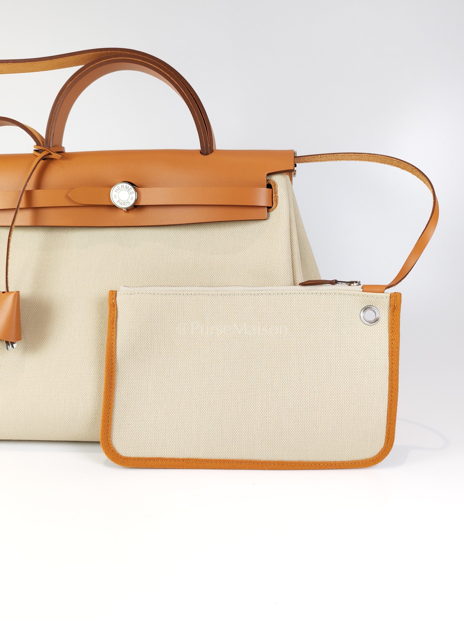 Herbag Zip 31 in Natural Vache and Beton Toile Canvas Palladium Hardware Stamp W(2024) | Purse Maison Luxury Bags Shop