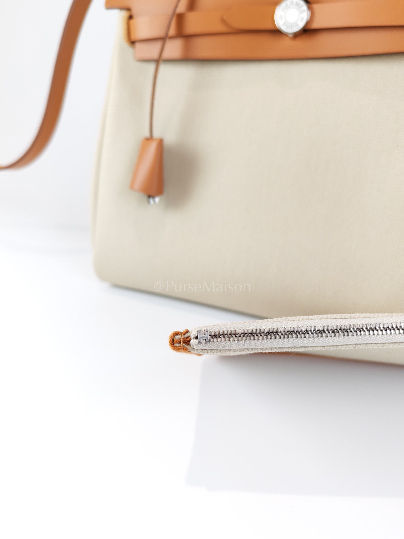 Herbag Zip 31 in Natural Vache and Beton Toile Canvas Palladium Hardware Stamp W(2024) | Purse Maison Luxury Bags Shop
