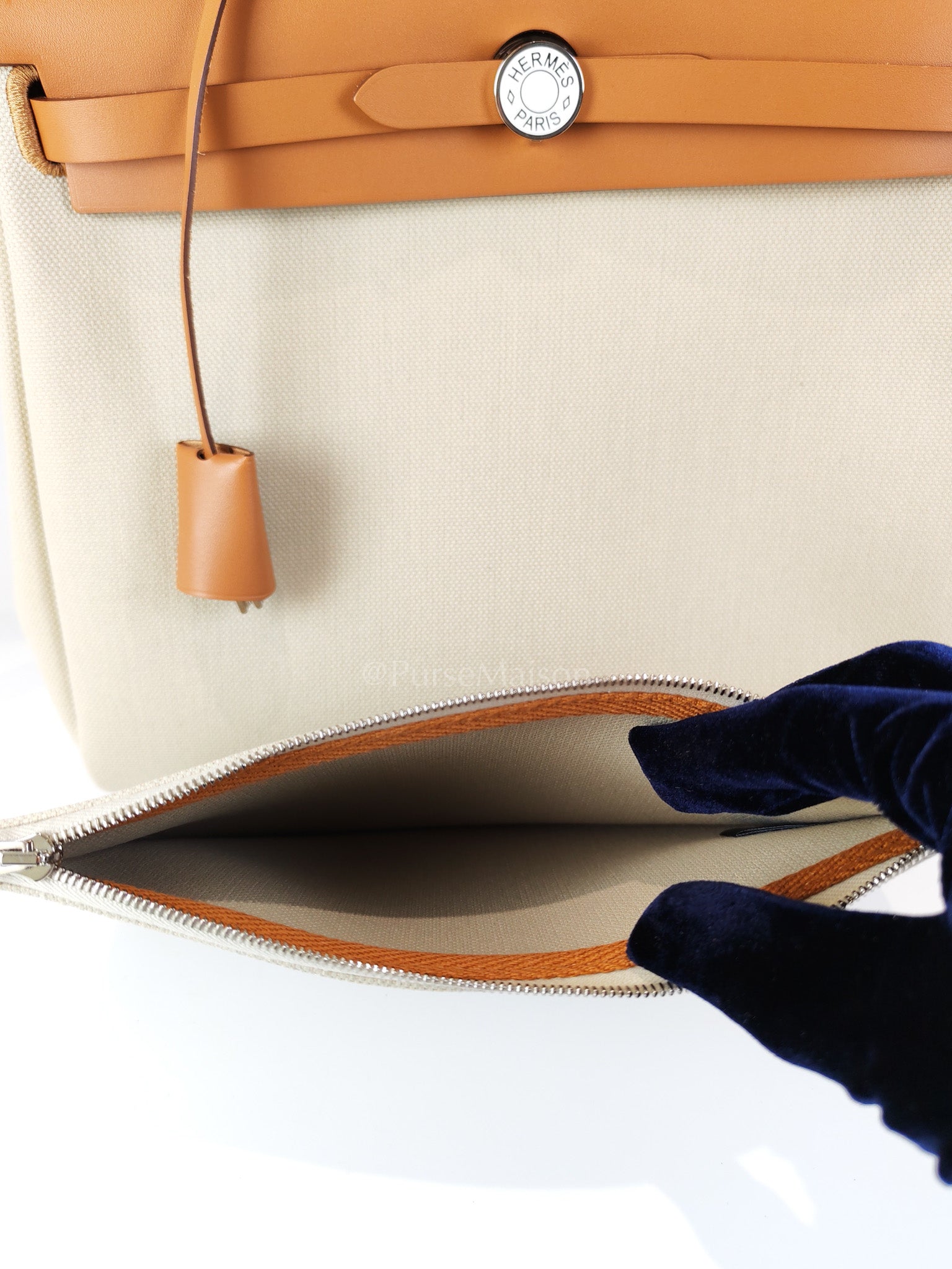 Herbag Zip 31 in Natural Vache and Beton Toile Canvas Palladium Hardware Stamp W(2024) | Purse Maison Luxury Bags Shop