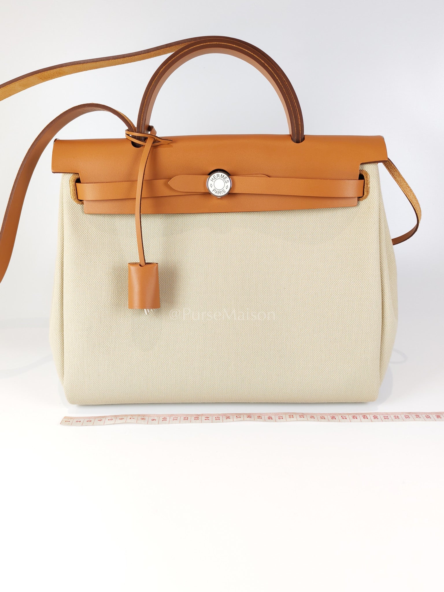 Herbag Zip 31 in Natural Vache and Beton Toile Canvas Palladium Hardware Stamp W(2024) | Purse Maison Luxury Bags Shop