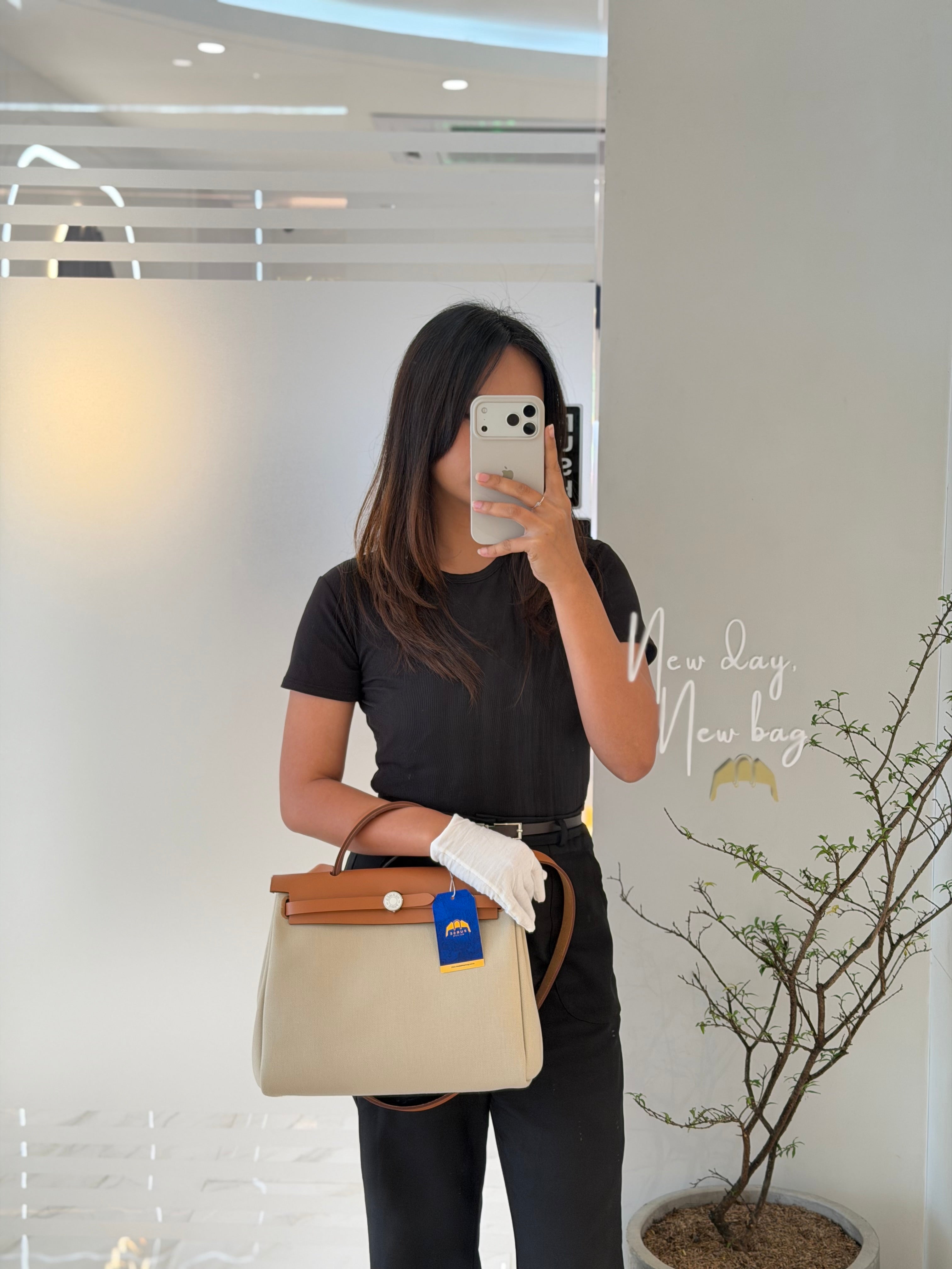 Herbag Zip 31 in Natural Vache and Beton Toile Canvas Palladium Hardware Stamp W(2024) | Purse Maison Luxury Bags Shop