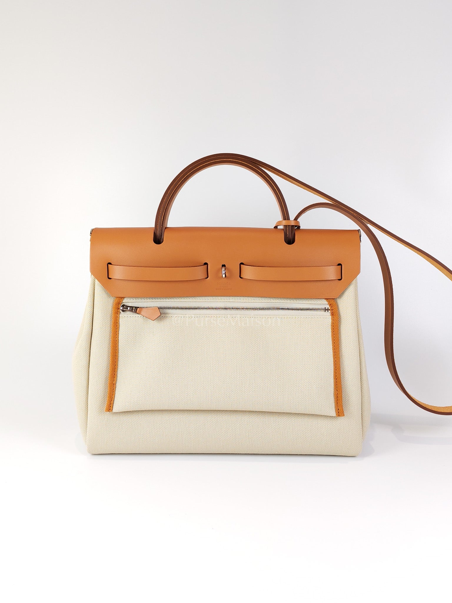 Herbag Zip 31 in Natural Vache and Beton Toile Canvas Palladium Hardware Stamp W(2024) | Purse Maison Luxury Bags Shop