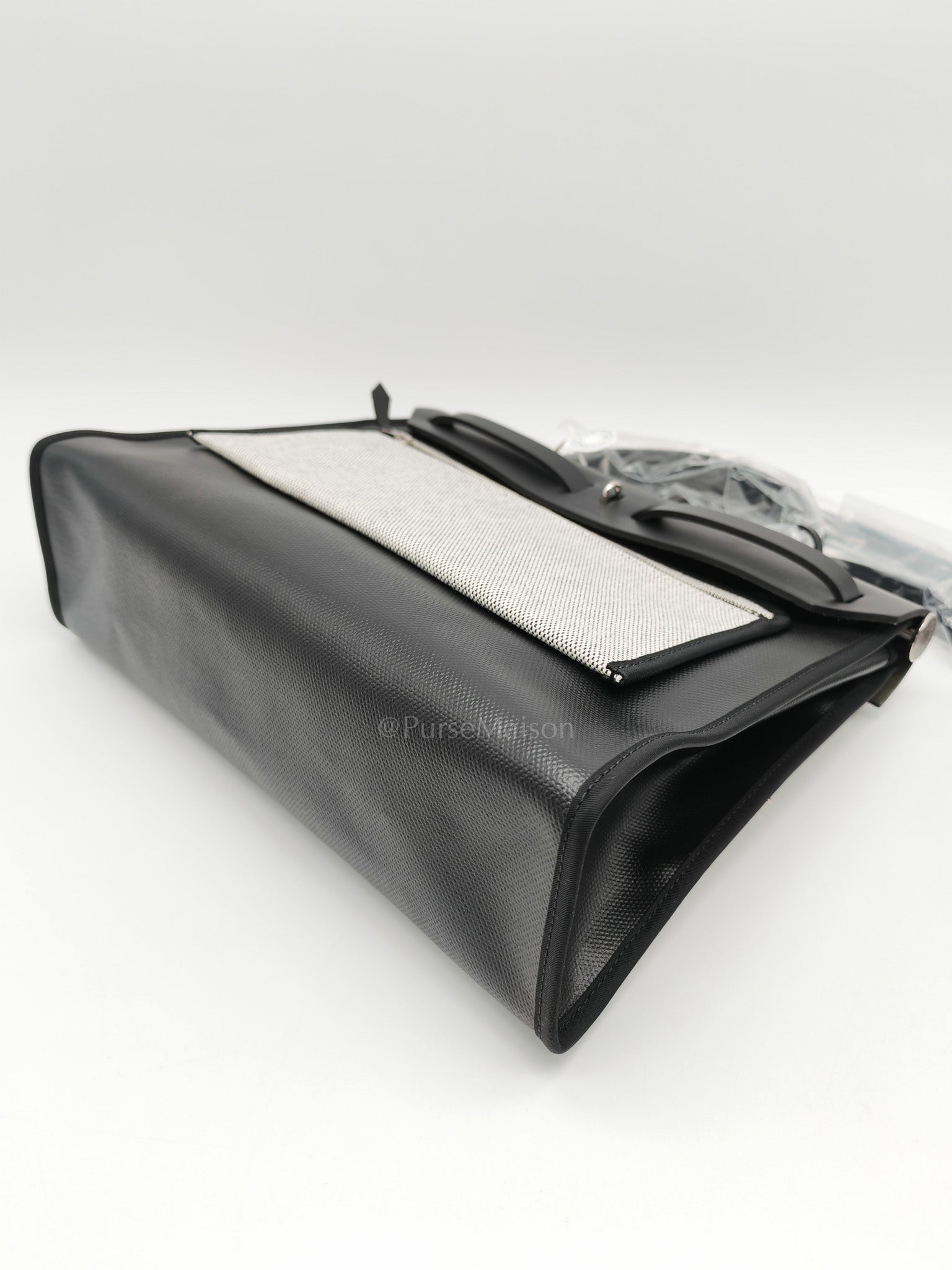 Herbag Zip 31 in Noir/Black Ecru Toile H Berline Vache Hunter Palladium Hardware Stamp K(2025) | Purse Maison Luxury Bags Shop