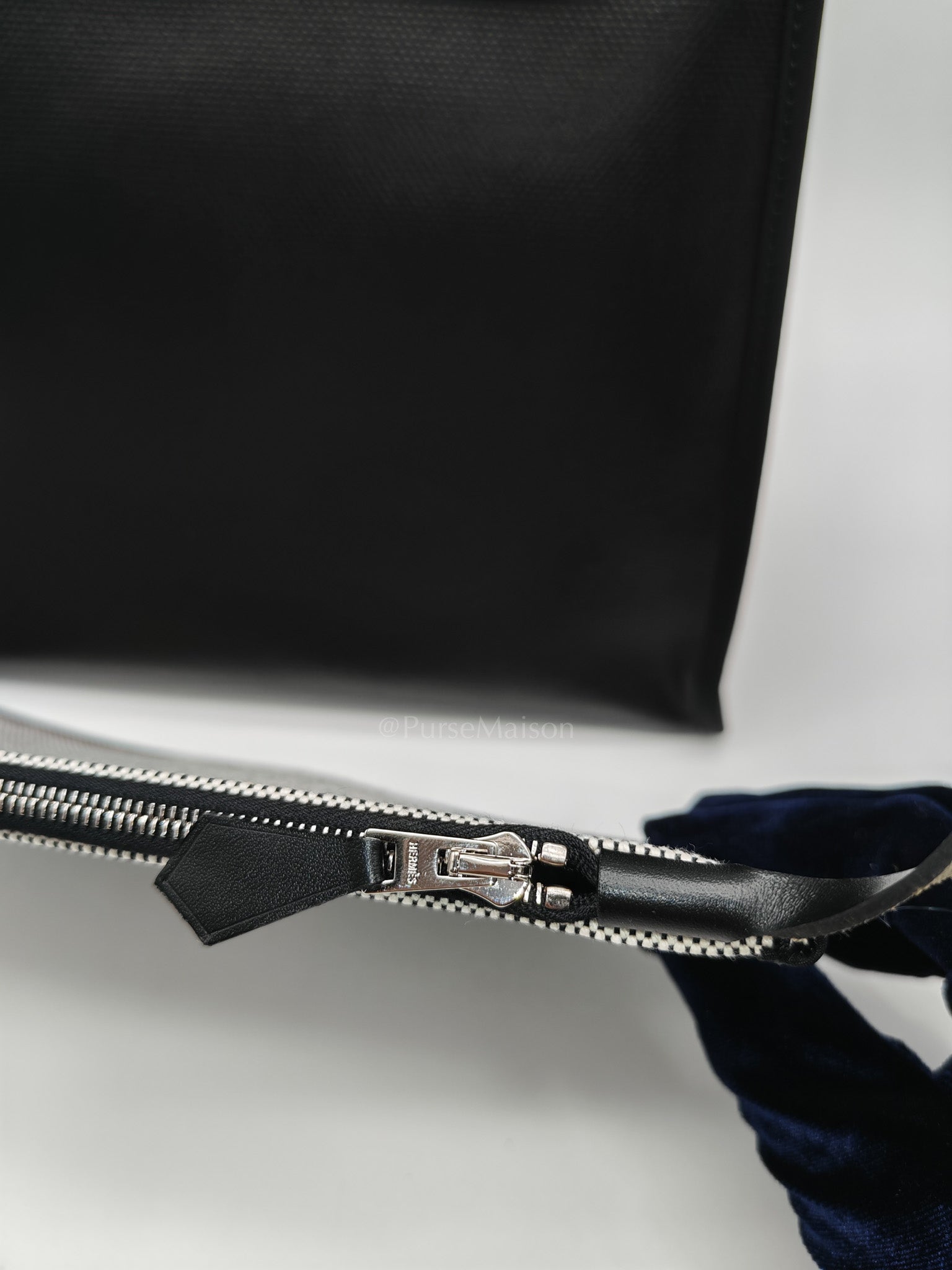 Herbag Zip 31 in Noir/Black Ecru Toile H Berline Vache Hunter Palladium Hardware Stamp K(2025) | Purse Maison Luxury Bags Shop