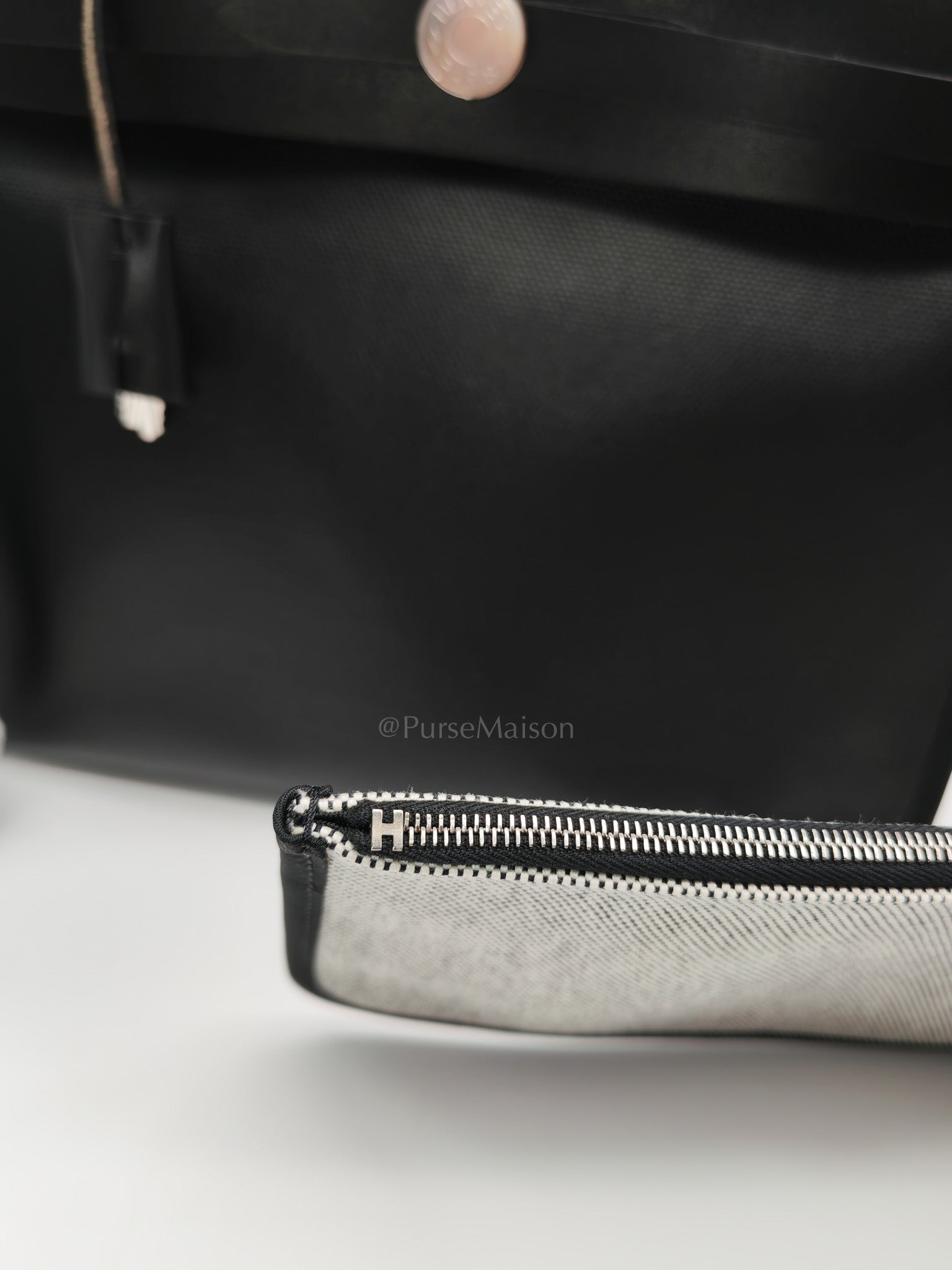 Herbag Zip 31 in Noir/Black Ecru Toile H Berline Vache Hunter Palladium Hardware Stamp K(2025) | Purse Maison Luxury Bags Shop