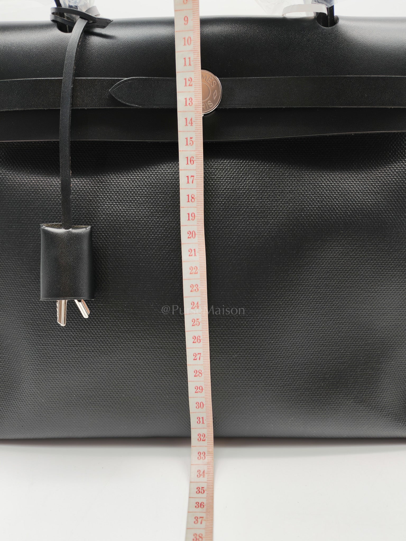 Herbag Zip 31 in Noir/Black Ecru Toile H Berline Vache Hunter Palladium Hardware Stamp K(2025) | Purse Maison Luxury Bags Shop