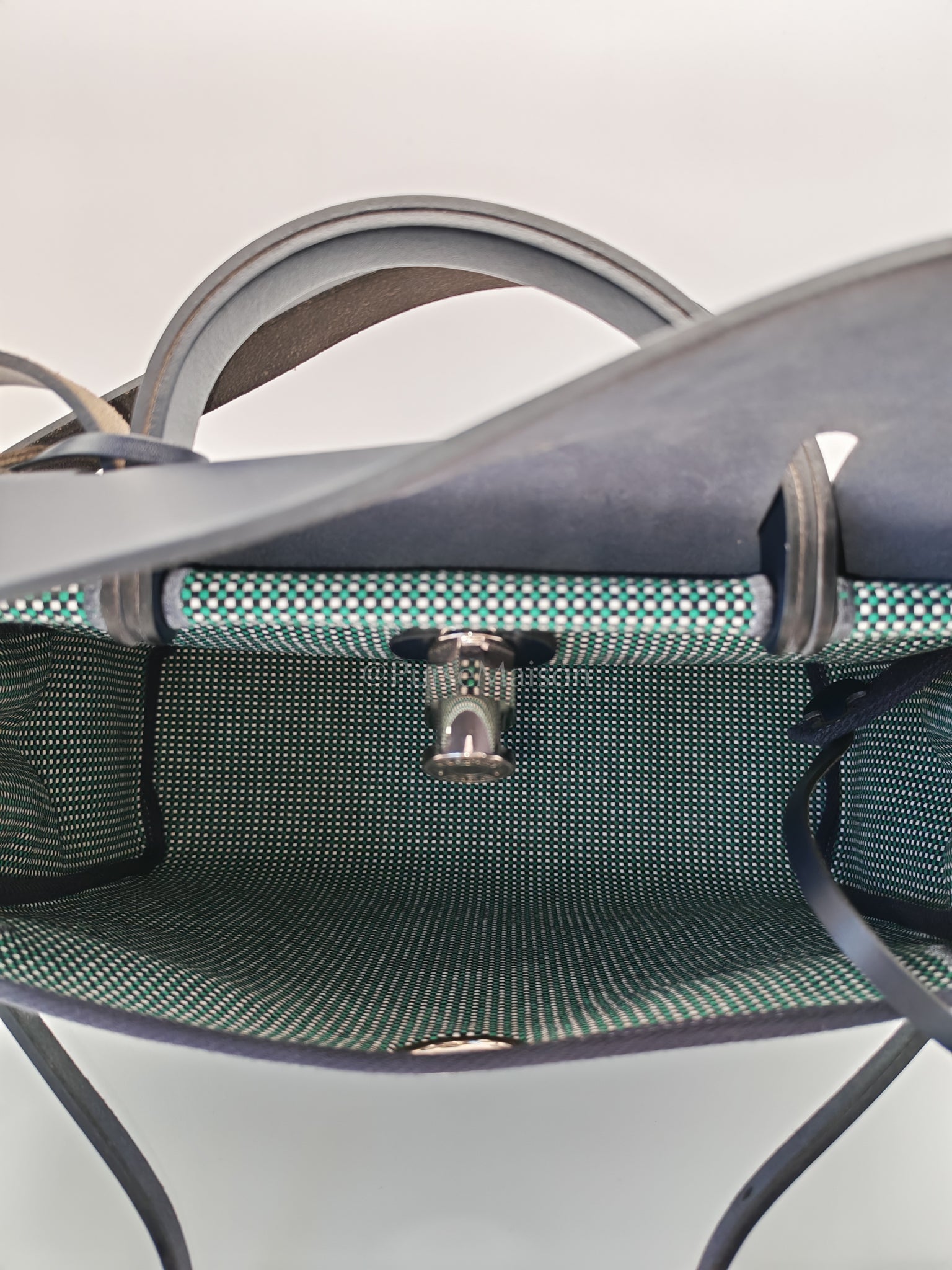 Herbag Zip 31 Quadrille Blue Sapphire/Menthe Criss Viking Canvas in Palladium Hardware Stamp Z (2021) | Purse Maison Luxury Bags Shop