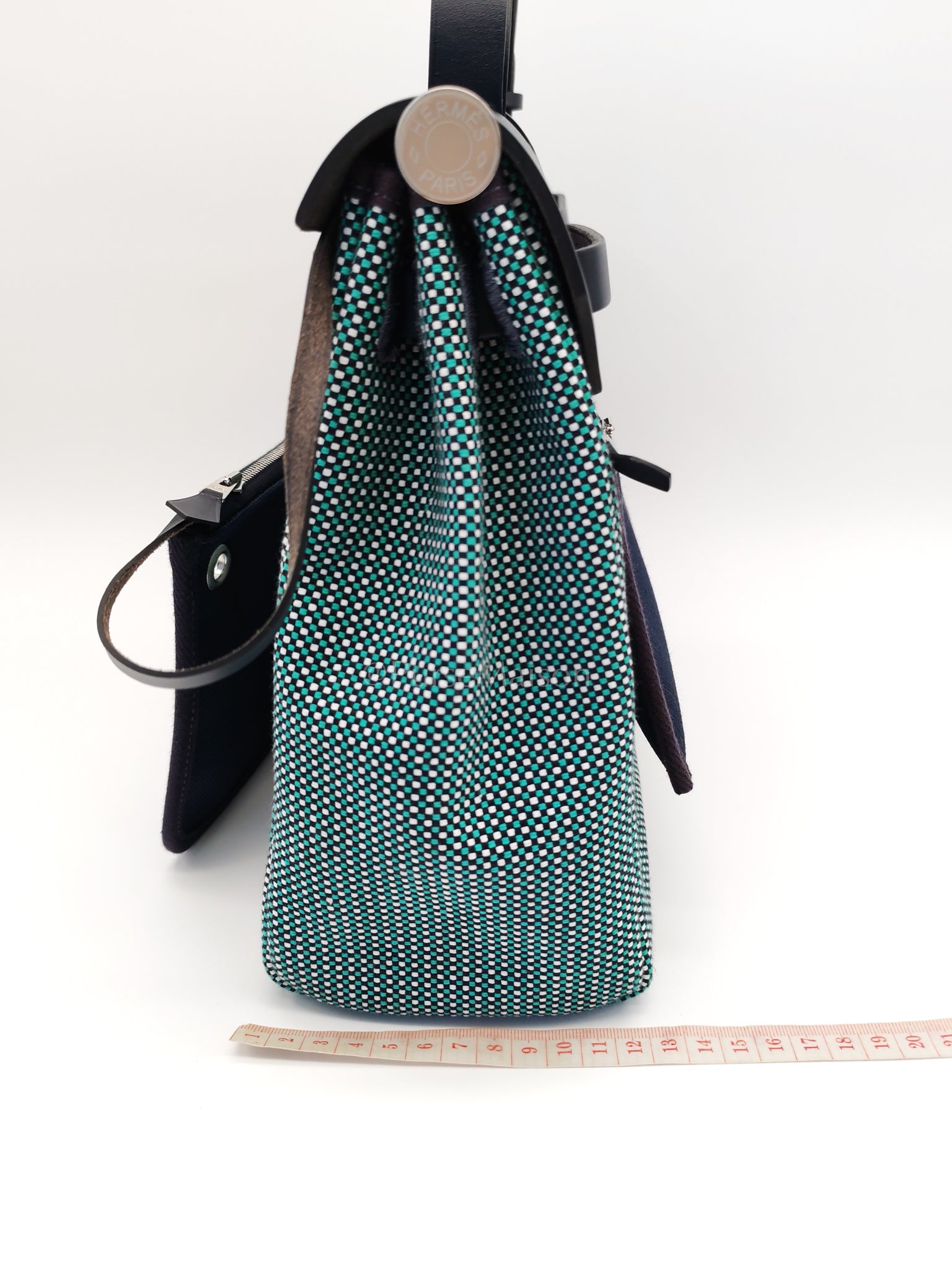 Herbag Zip 31 Quadrille Blue Sapphire/Menthe Criss Viking Canvas in Palladium Hardware Stamp Z (2021) | Purse Maison Luxury Bags Shop