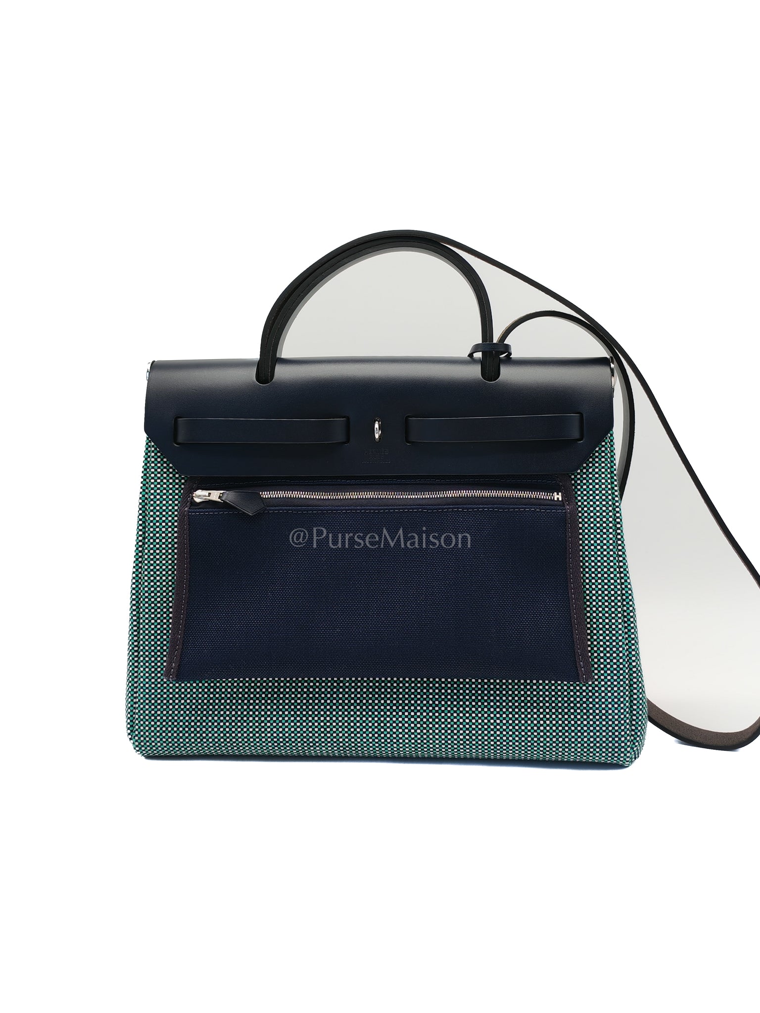 Herbag Zip 31 Quadrille Blue Sapphire/Menthe Criss Viking Canvas in Palladium Hardware Stamp Z (2021) | Purse Maison Luxury Bags Shop