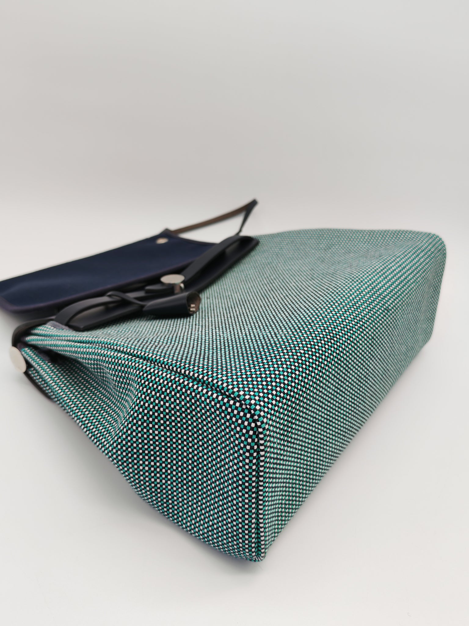 Herbag Zip 31 Quadrille Blue Sapphire/Menthe Criss Viking Canvas in Palladium Hardware Stamp Z (2021) | Purse Maison Luxury Bags Shop