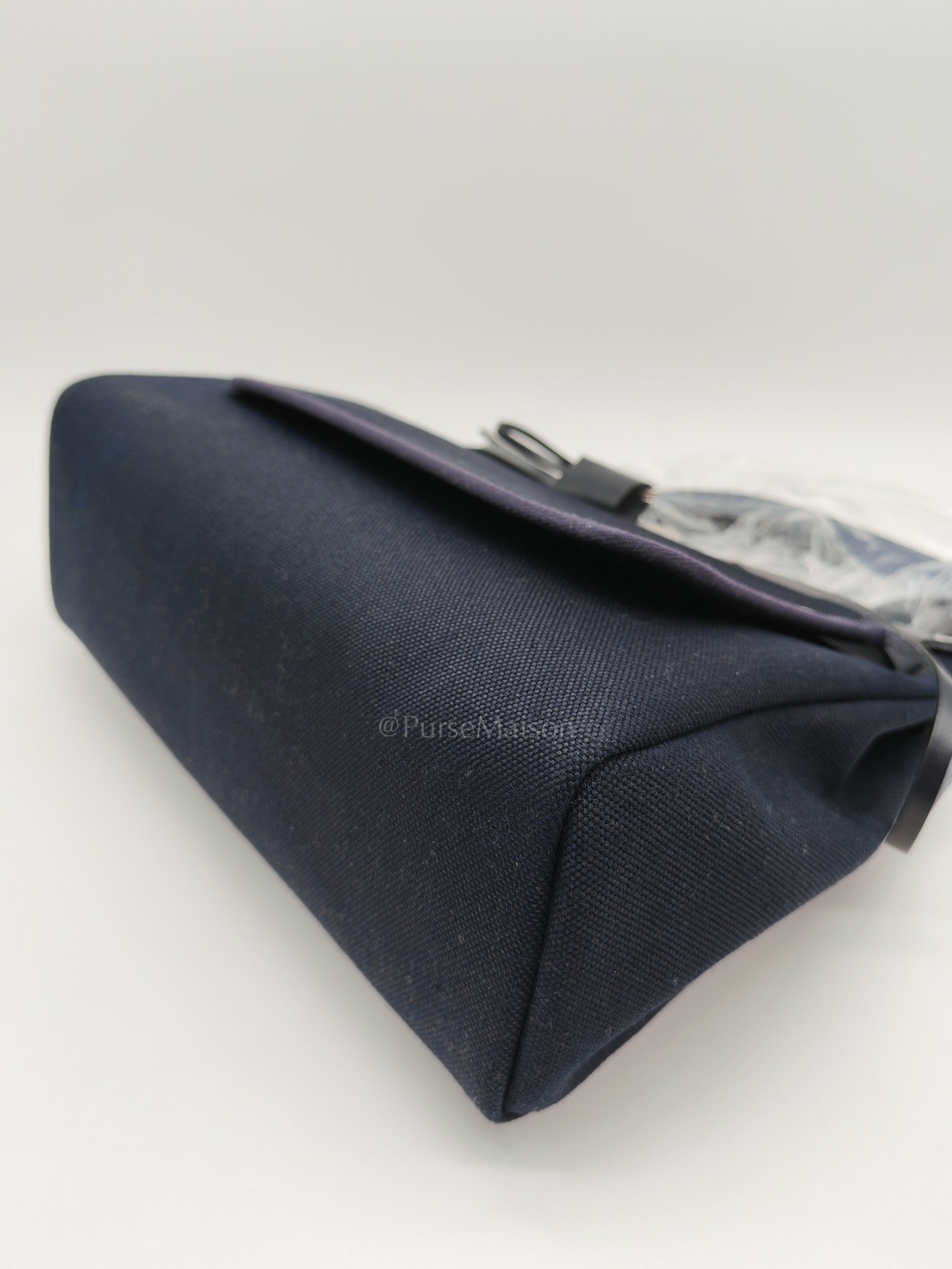 Herbag Zip 31 Toile Militaire/Vache Hunter Blue Indigo in Palladium Hardware Stamp G(2026) | Purse Maison Luxury Bags Shop