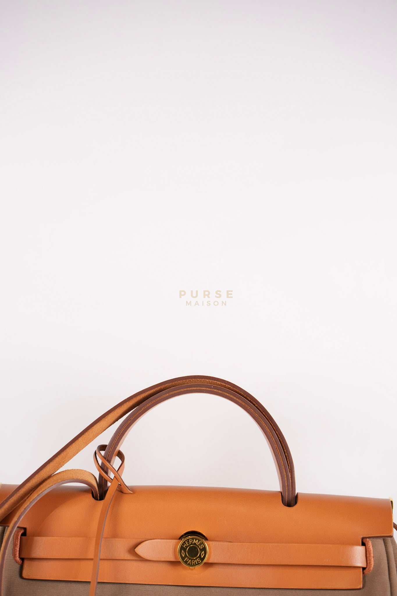 Herbag Zip 31 Vache Hunter Toile in Etoupe ang Gold Hardware Stamp U (2022) | Purse Maison Luxury Bags Shop