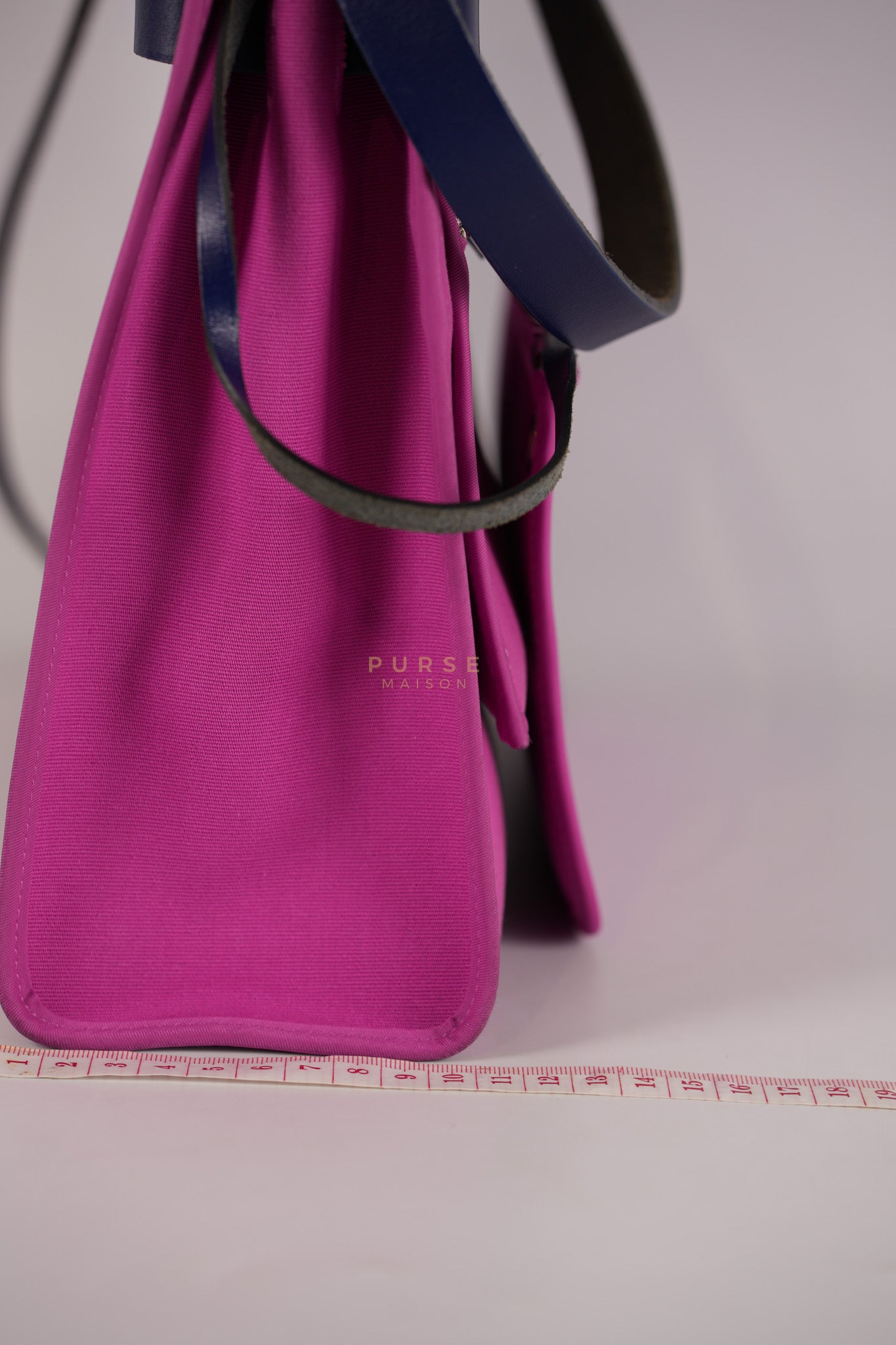Herbag Zip 31 Vache Hunter Toile Officier Magnolia/Bleu Saphir and Palladium Hardware Stamp Y (2020) | Purse Maison Luxury Bags Shop
