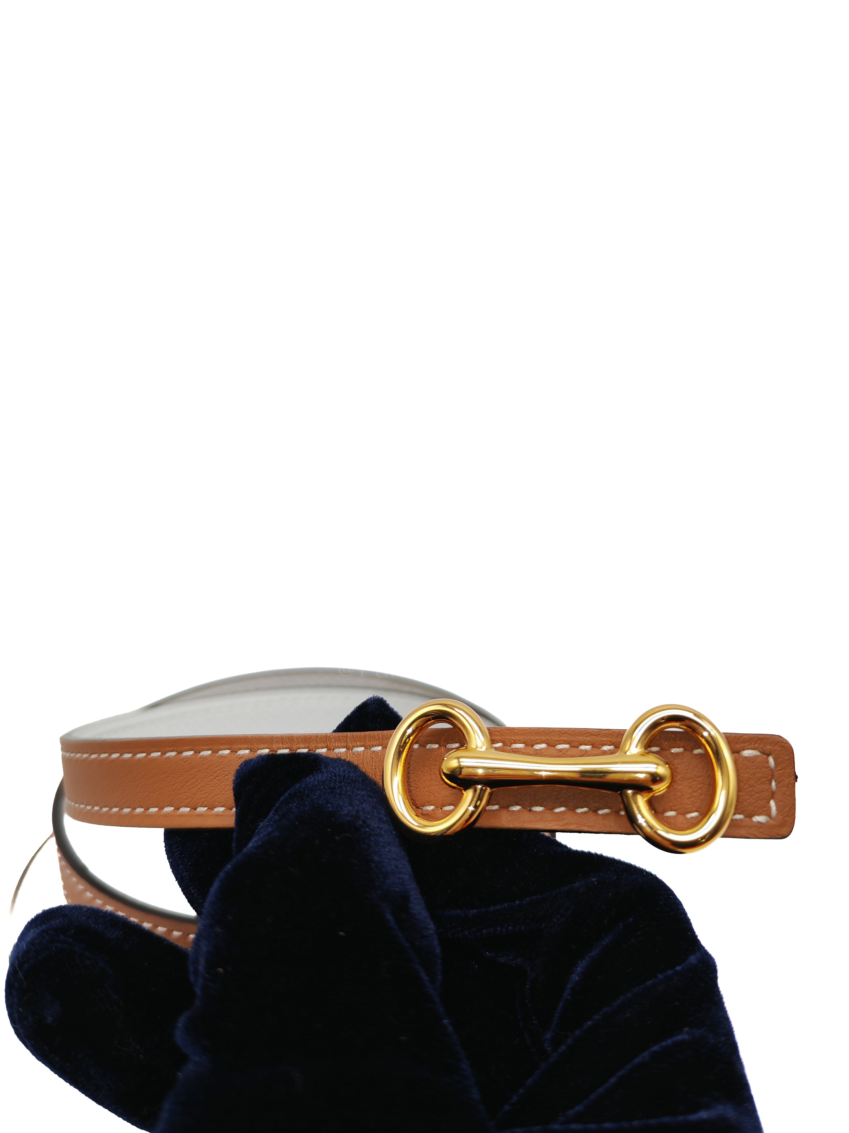 Heritage Buckle Reversible Belt in White Epsome Leather & Gold Swift Leather Strap Gold Hardware Stamp K(2025) Size 85 | Purse Maison Luxury Bags Shop