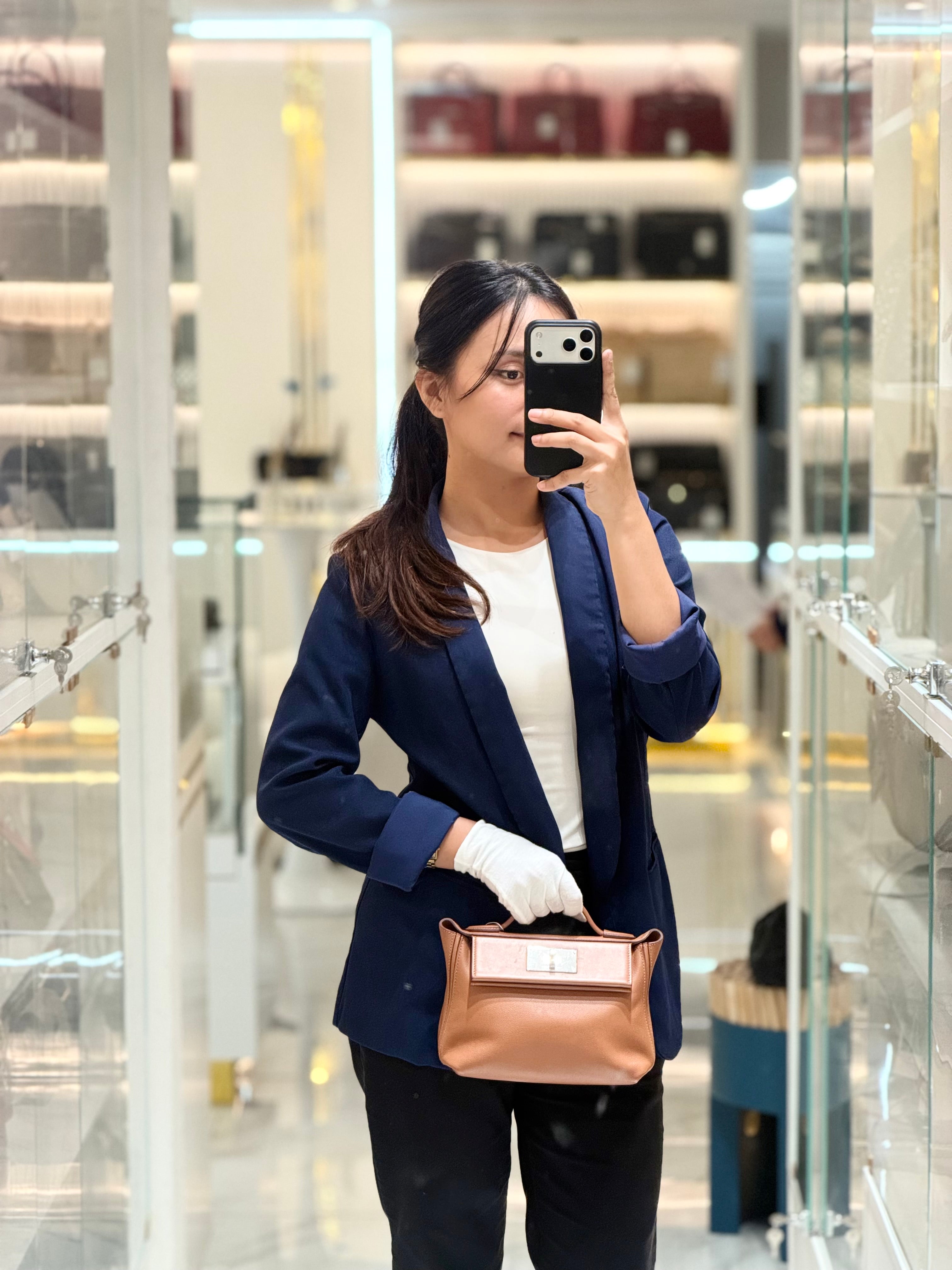 Hermes 24/24 Mini 21 in Gold Evercolor Leather Palladium Hardware Stamp U(2022) | Purse Maison Luxury Bags Shop