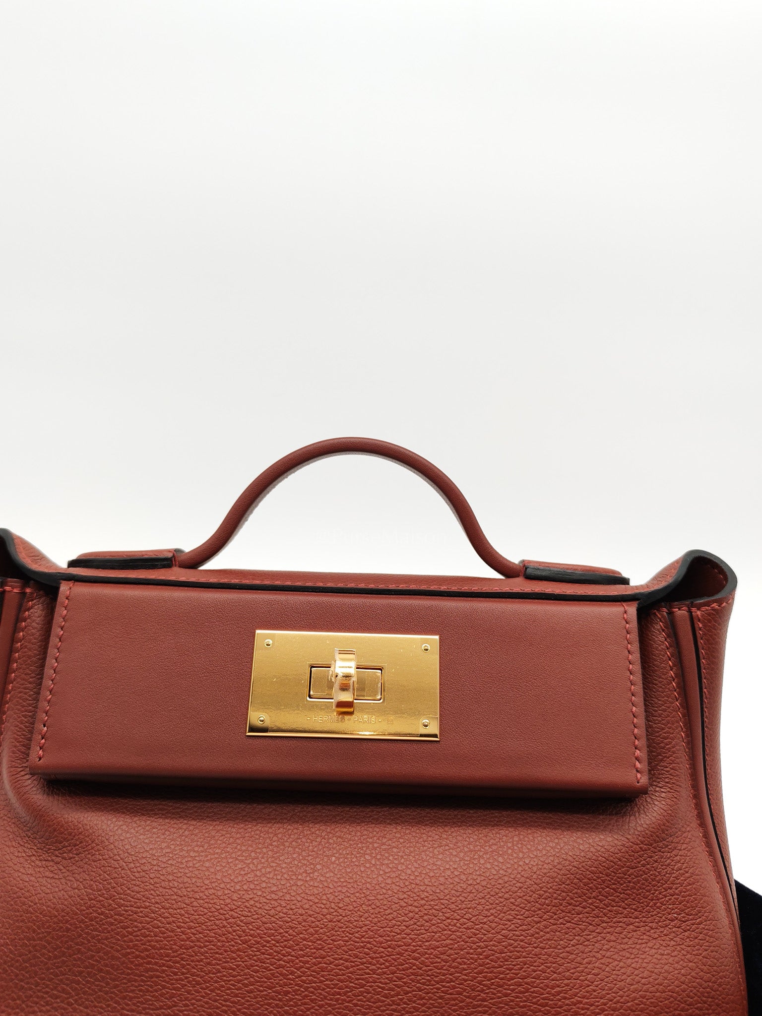 24/24 Mini in Rouge H Evercolor Leather and Gold Hardware Stamp W (2024) | Purse Maison Luxury Bags Shop