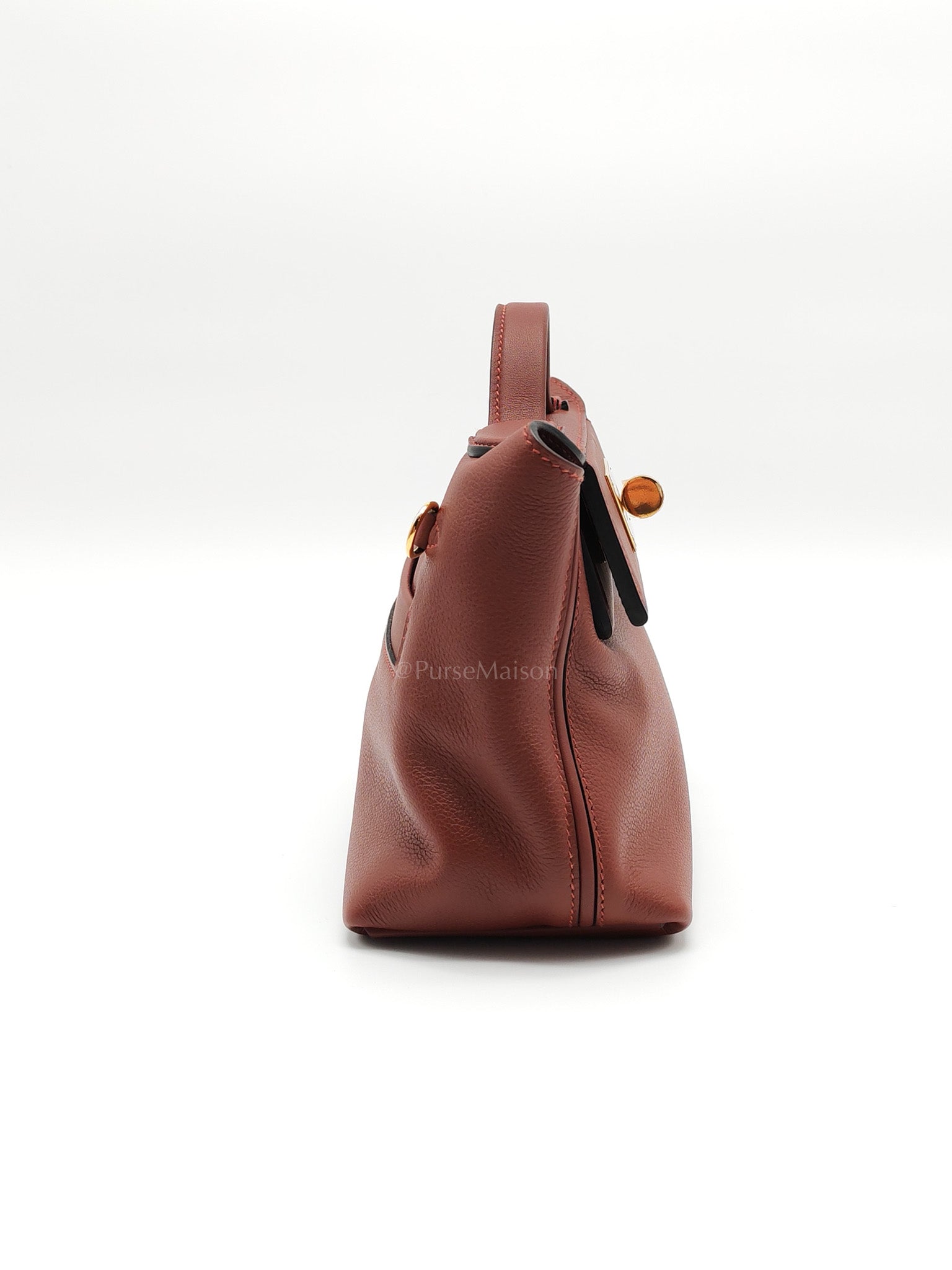 24/24 Mini in Rouge H Evercolor Leather and Gold Hardware Stamp W (2024) | Purse Maison Luxury Bags Shop