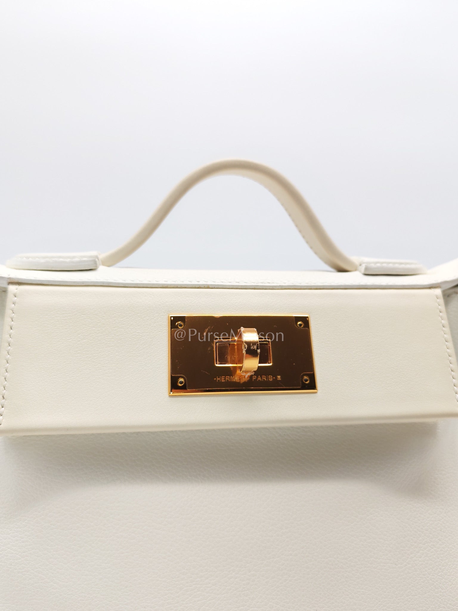 Hermes 24/24 Mini Veau Evercolor/Veau Swift Ay Blanc/Nata and Gold Hardware Stamp Z (2021) | Purse Maison Luxury Bags Shop