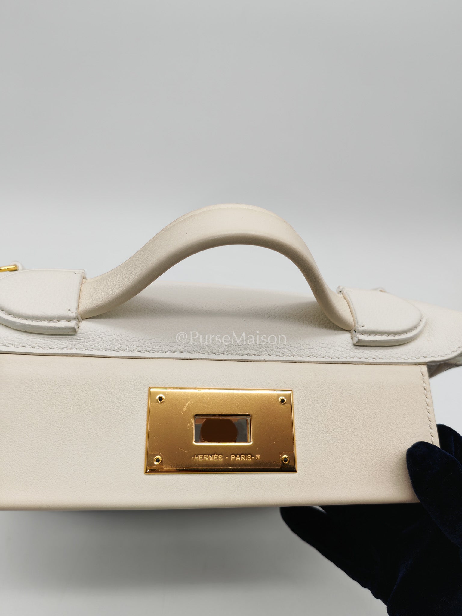 Hermes 24/24 Mini Veau Evercolor/Veau Swift Ay Blanc/Nata and Gold Hardware Stamp Z (2021) | Purse Maison Luxury Bags Shop