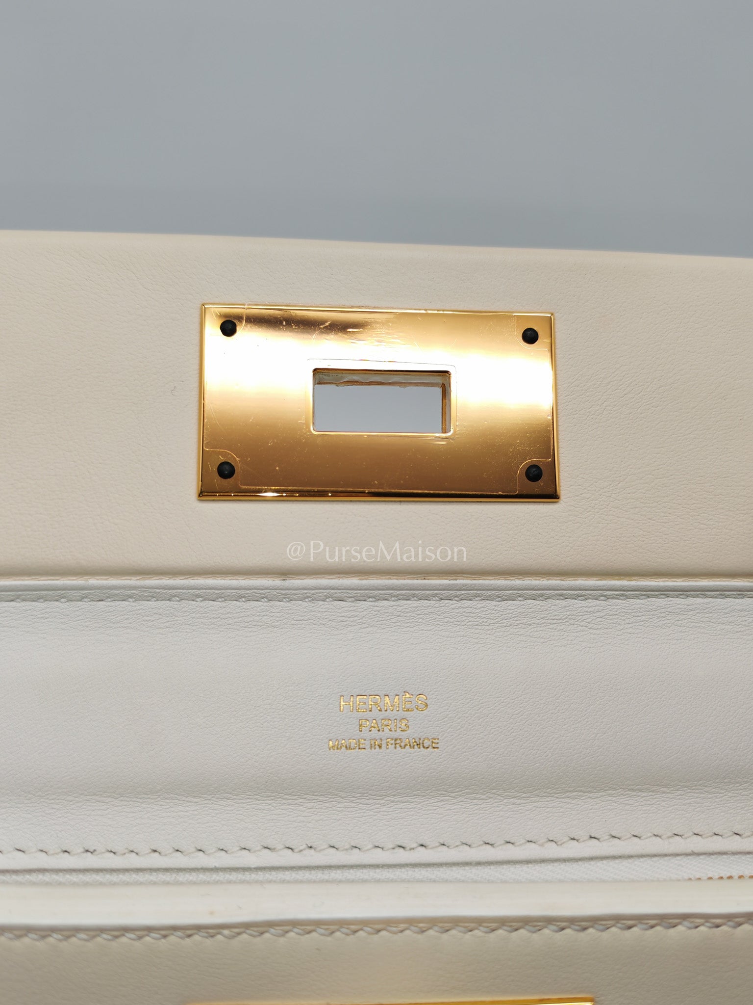 Hermes 24/24 Mini Veau Evercolor/Veau Swift Ay Blanc/Nata and Gold Hardware Stamp Z (2021) | Purse Maison Luxury Bags Shop