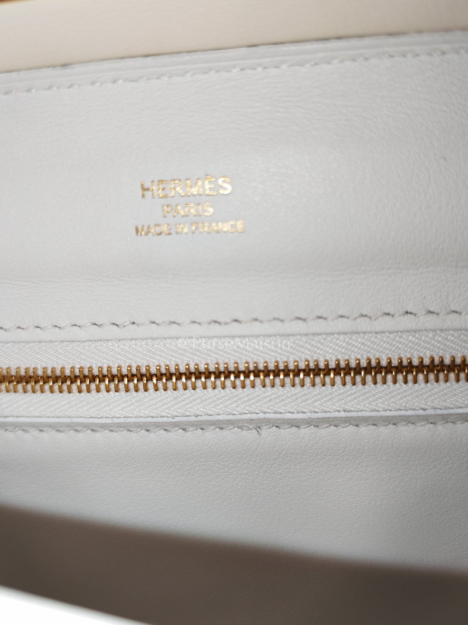 Hermes 24/24 Mini Veau Evercolor/Veau Swift Ay Blanc/Nata and Gold Hardware Stamp Z (2021) | Purse Maison Luxury Bags Shop
