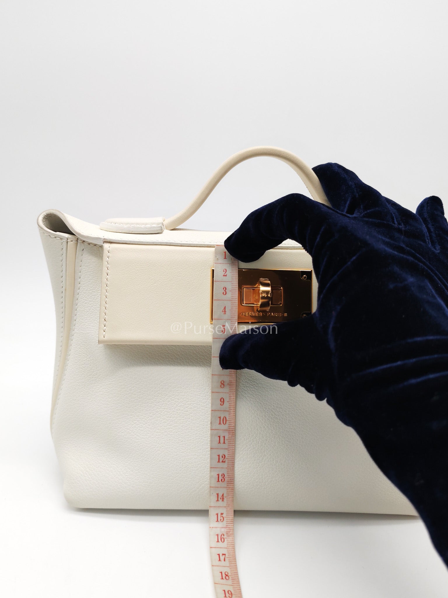 Hermes 24/24 Mini Veau Evercolor/Veau Swift Ay Blanc/Nata and Gold Hardware Stamp Z (2021) | Purse Maison Luxury Bags Shop